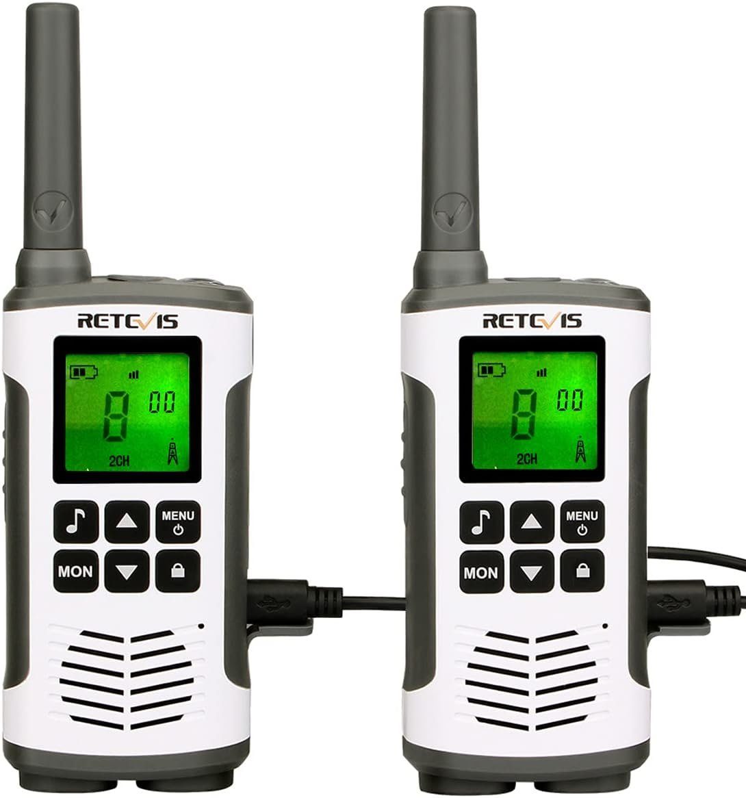 Retevis Walkie Talkie RT45 Funkgerät Lizenzfrei, Aufladbar USB Lizenzfrei 16 Kanäle, VOX Rufton, Taschenlampe, Anti-Drop