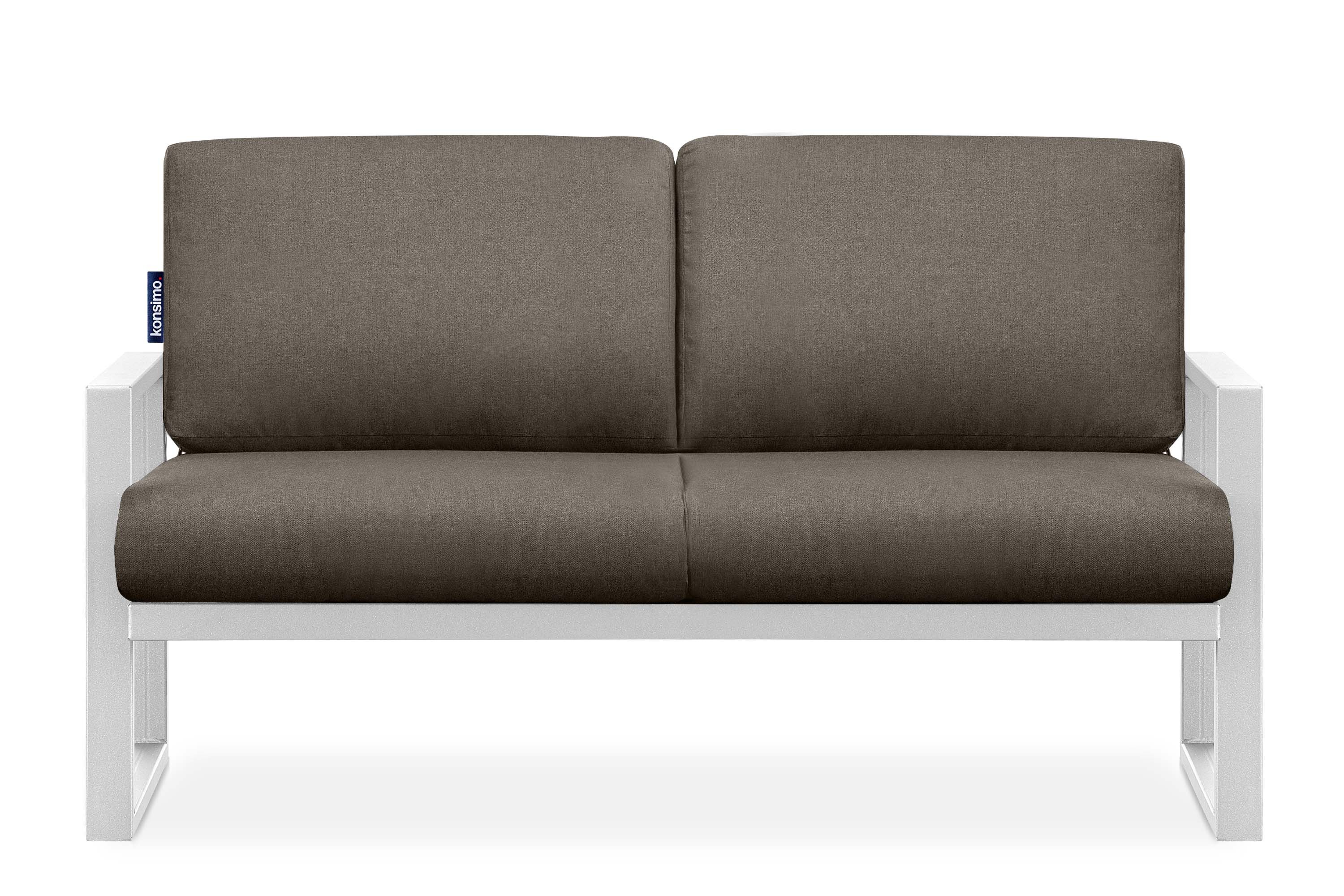 KONSIMO® Loungesofa FRENA Gartensofa 2-Sitzer, hergestellt in der EU, 1x Gartensofa, Maße: 130x65x60 cm, UV-Beständigkeit, rostbeständig, schmutzabweisende Eigenschaften
