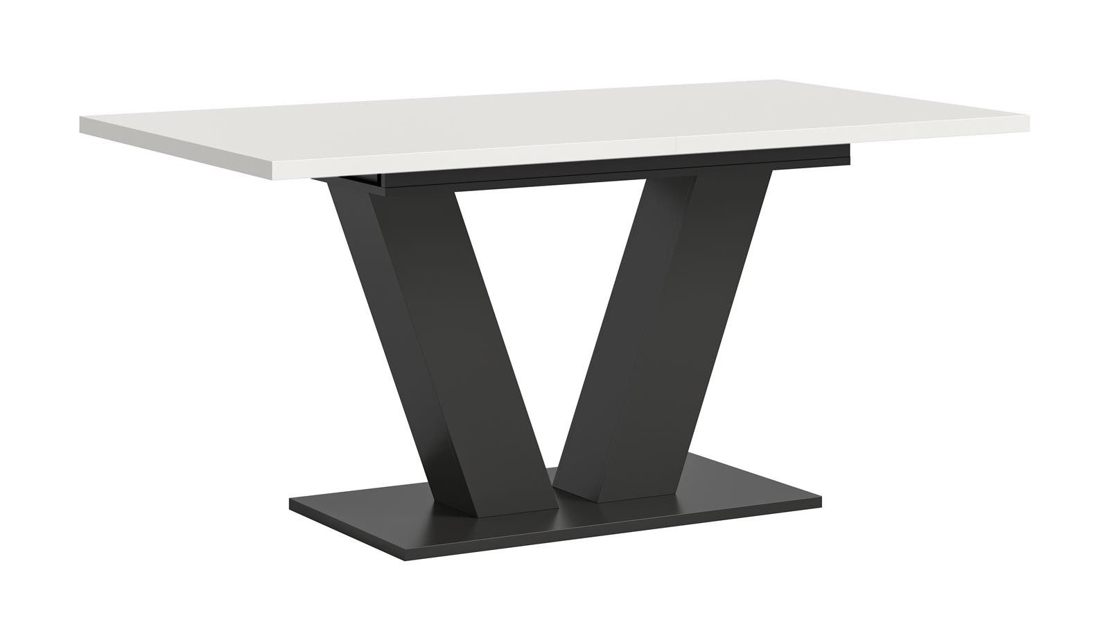 möbelvita Esstisch Flow Ausziehbarer Esstisch B/H/T 150-190x76x80 in weiß (Tischplatte (BHT 150-190/10/80 cm) Gestell X (BHT: 90/66/50 cm), Einlegeplatte und Tischplatte umlaufend mit 2mm ABS-Kante
