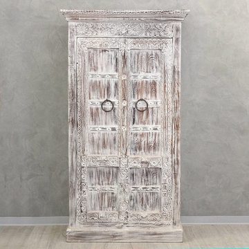 Oriental Galerie Mehrzweckschrank Indischer Schrank Antik Whitewash 150 cm