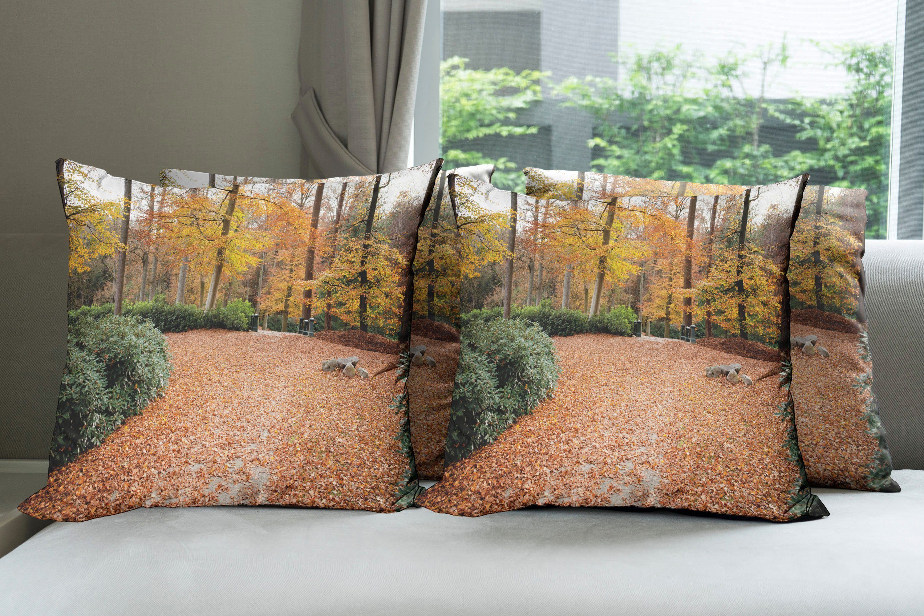 Bäume Abakuhaus Digitaldruck, Modern Kissenbezüge Doppelseitiger Herbst (4 Accent Natur Stück), Herbstwald