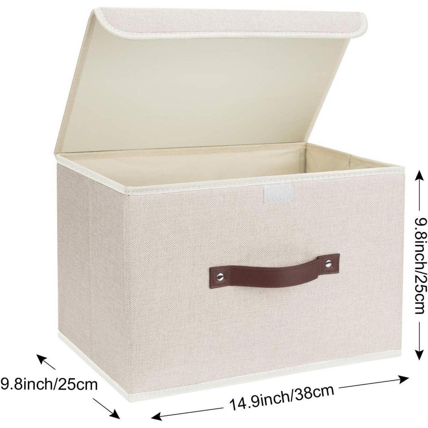 LuxusKollektion Faltbox Aufbewahrungsbox mit Deckel 3er Beige