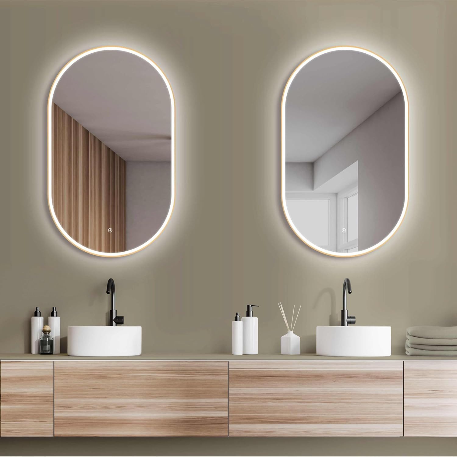 HOKO Badspiegel Oval Spiegel Schwarz Gold günstig online kaufen