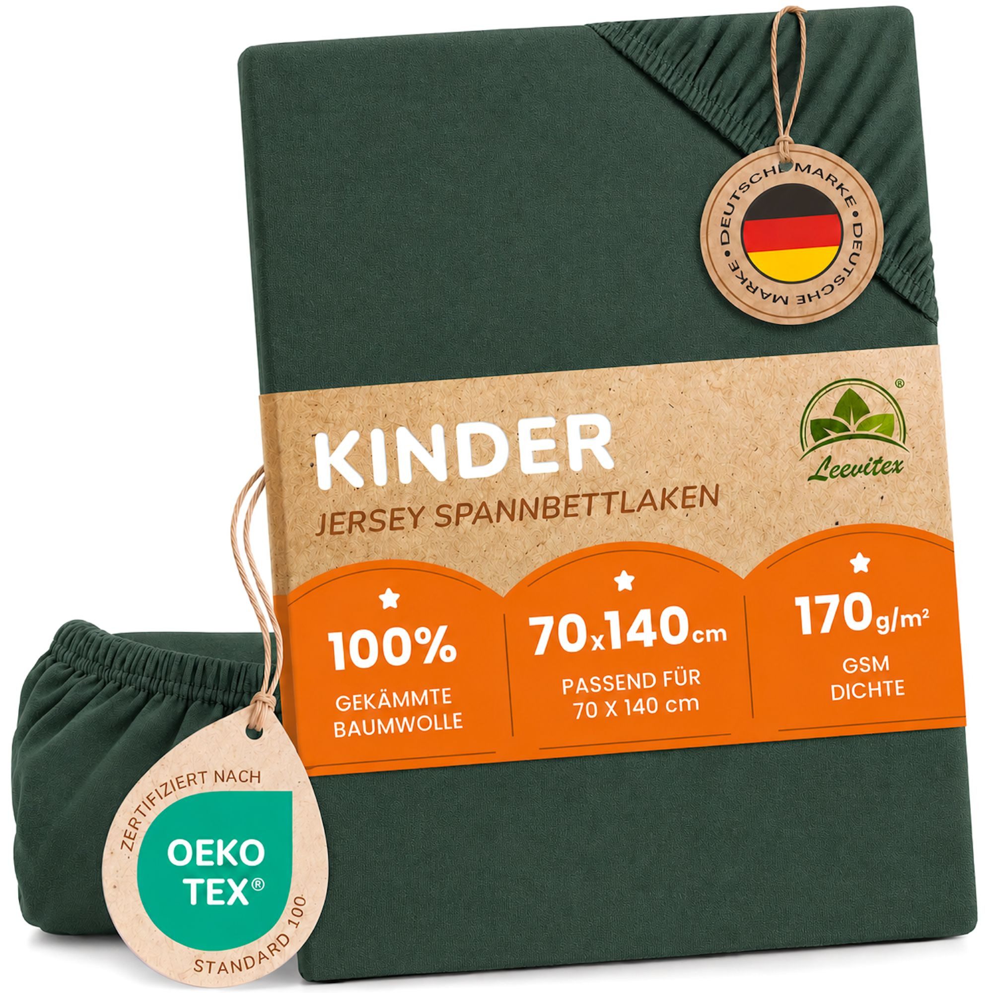 leevitex® Spannbettlaken für Kinderbetten, 1er-Set, 70 x 140 cm, Steghöhe 15 cm, Jersey, Gummizug: rundum, (1 Stück), verschiedene Farben, OEKO-TEX® STANDARD 100 zertifiziert
