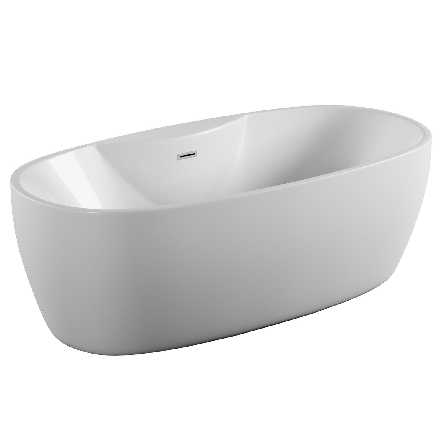 TroniTechnik Badewanne Freistehende Badewanne ANAFI, 170 x 80 x 58cm (L x B x H), glasfaserversärktes Acryl, mit Überlauf-Ablauf, Push-to-open Abfluss