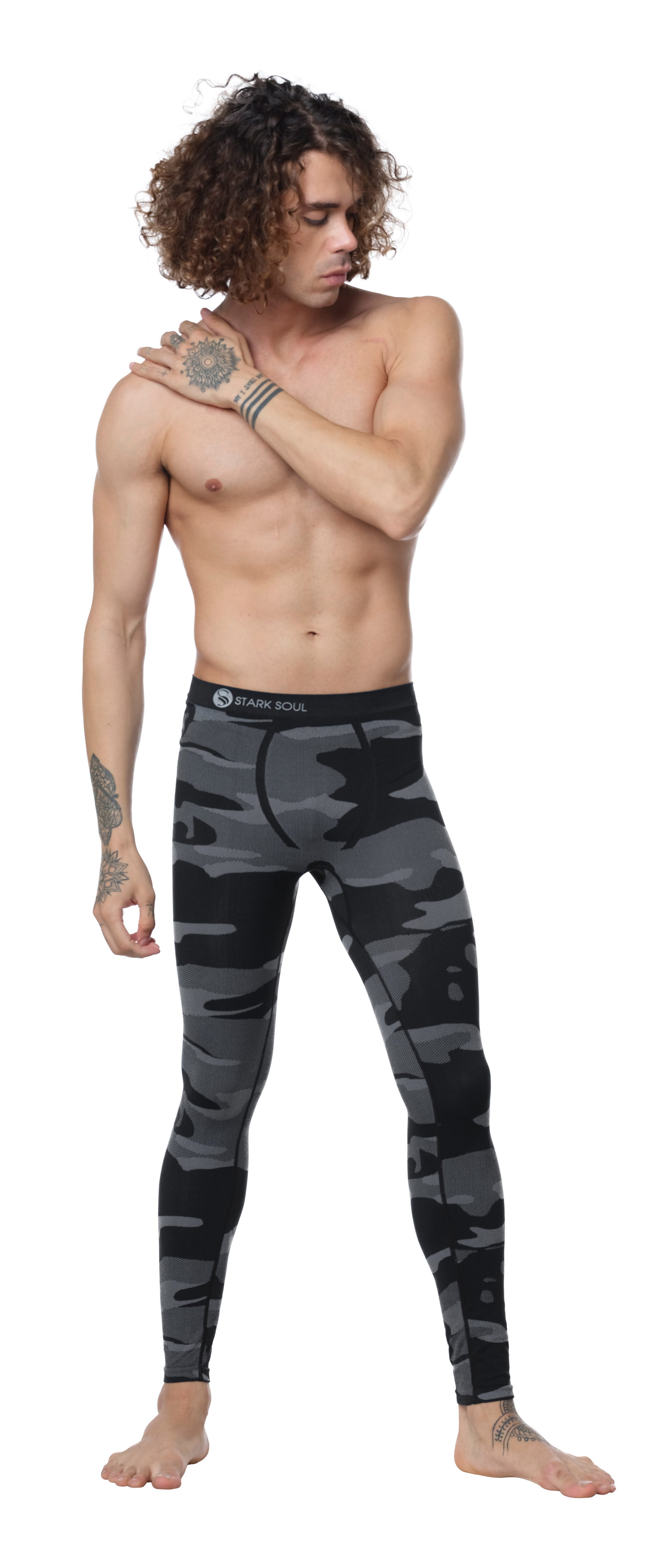 - Stark Soul® Bund Thermo-Funktionsunterwäsche, Funktionshose Camouflage, elastischem mit Seamless, Funktionshose Herren Grün