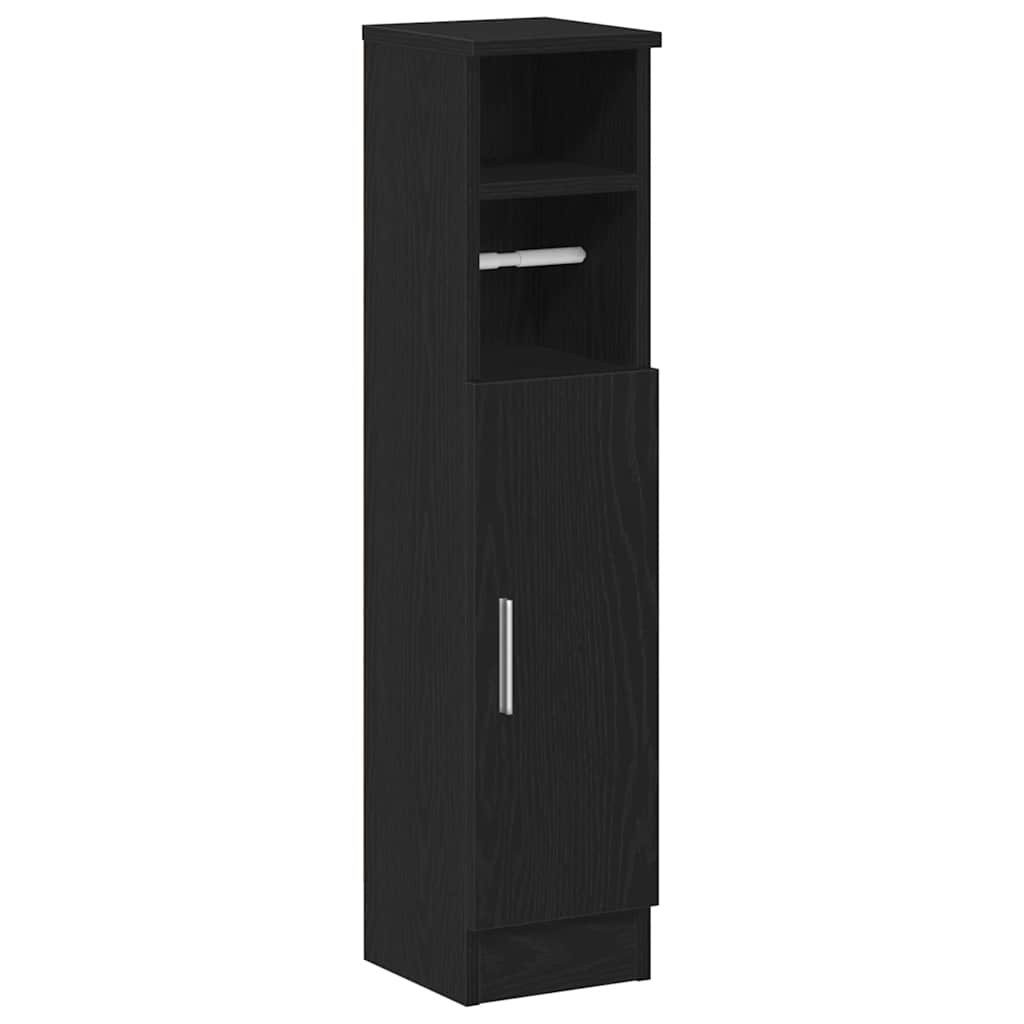 vidaXL Badezimmer-Set Badezimmerschrank mit Rollenhalter Schwarz günstig online kaufen