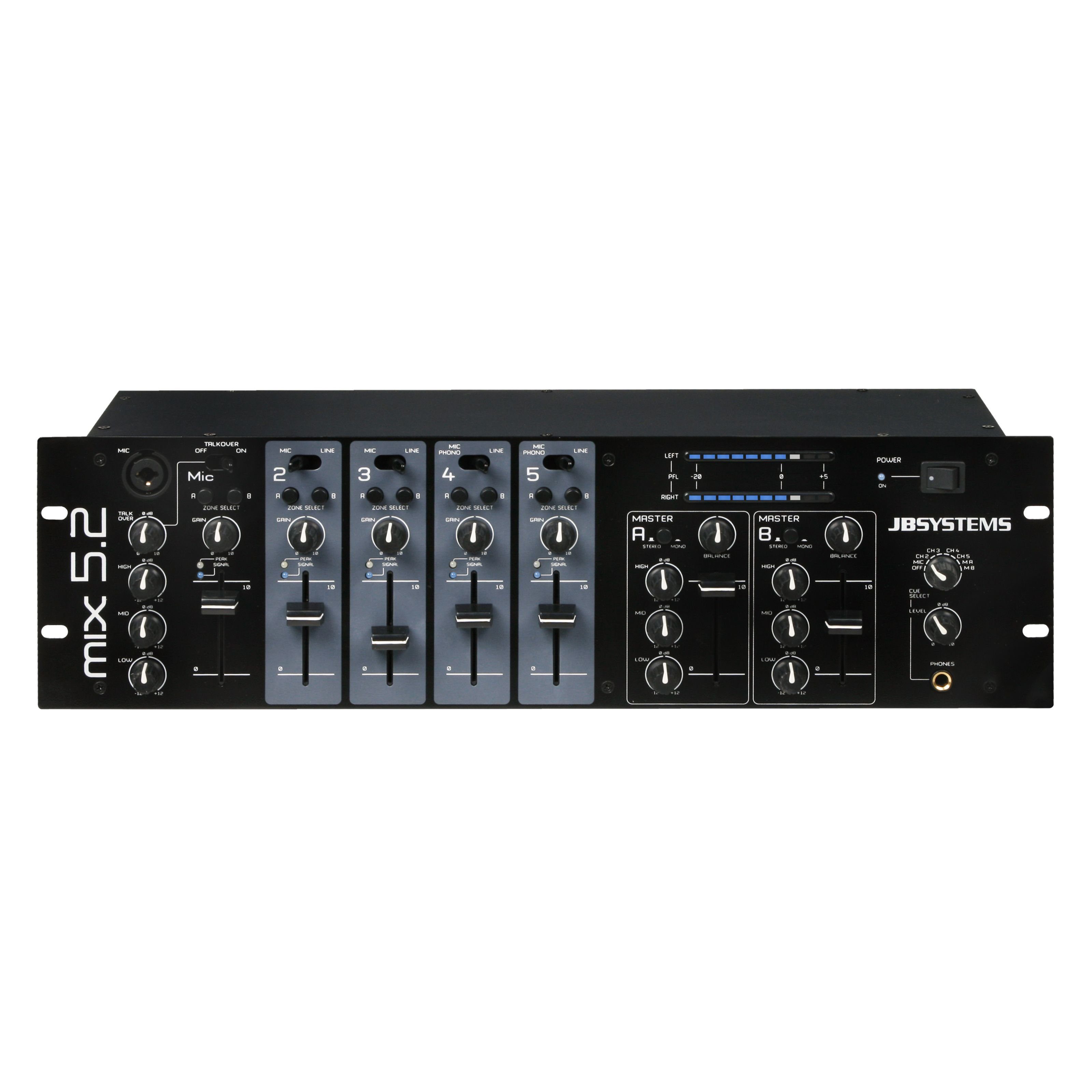 JB Systems Mischpult, MIX 5.2 2 Zonen Mixer, 3HE