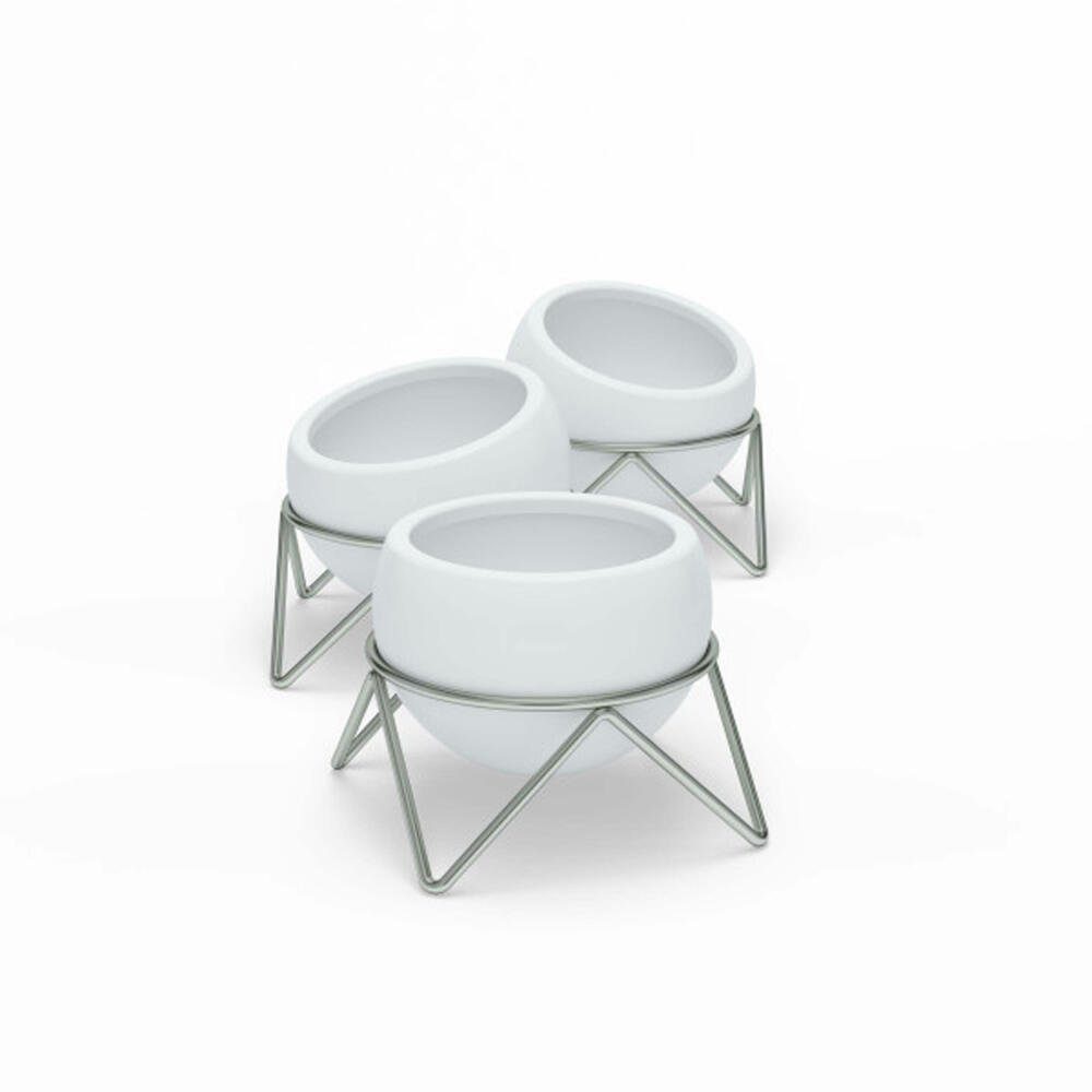 3er Umbra weiß-nickelfarben Tischvase Set Weiß Potsy
