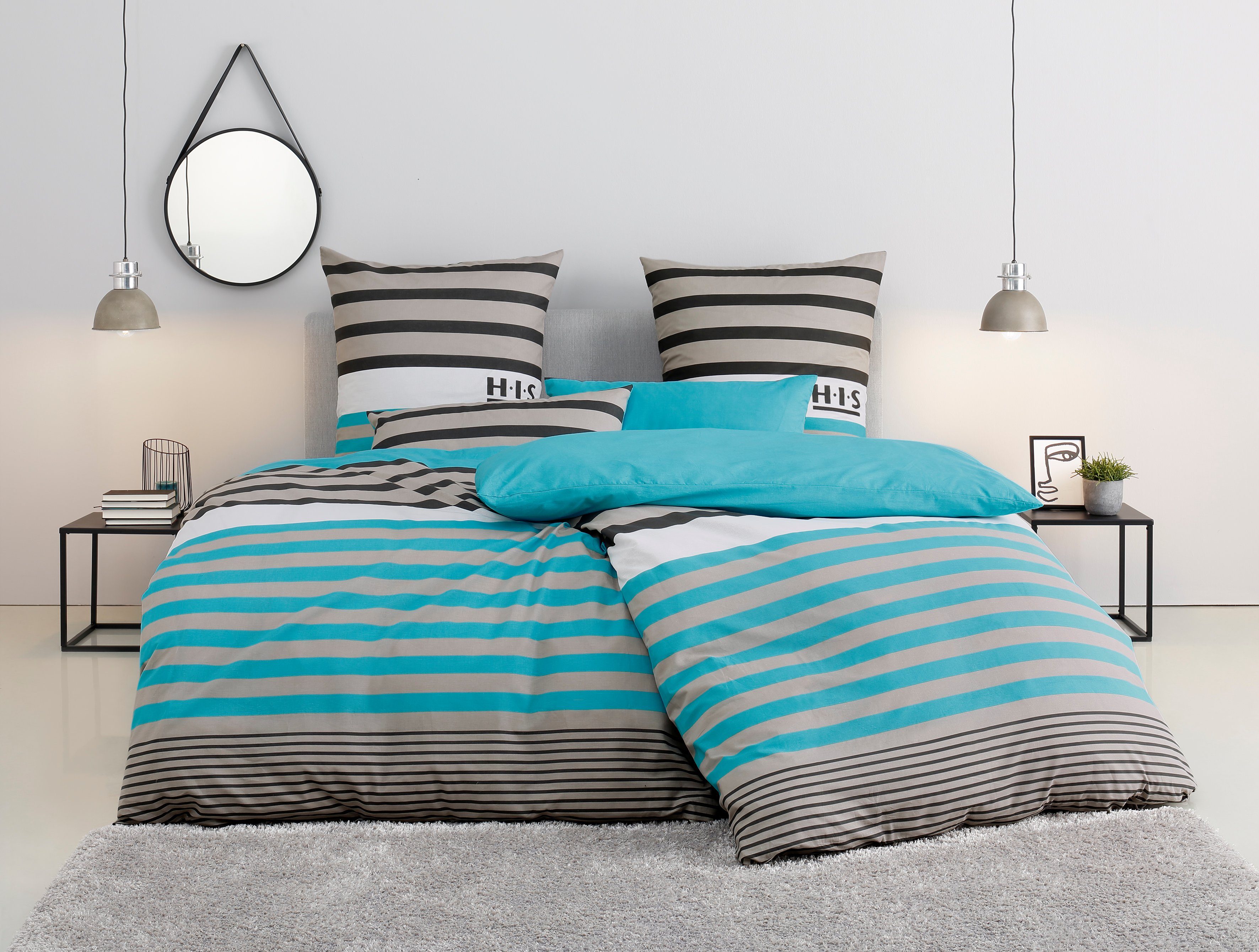 H.I.S Bettwäsche Majoran, Polycotton recycelt, 2 teilig, gestreifte Bettwäs günstig online kaufen