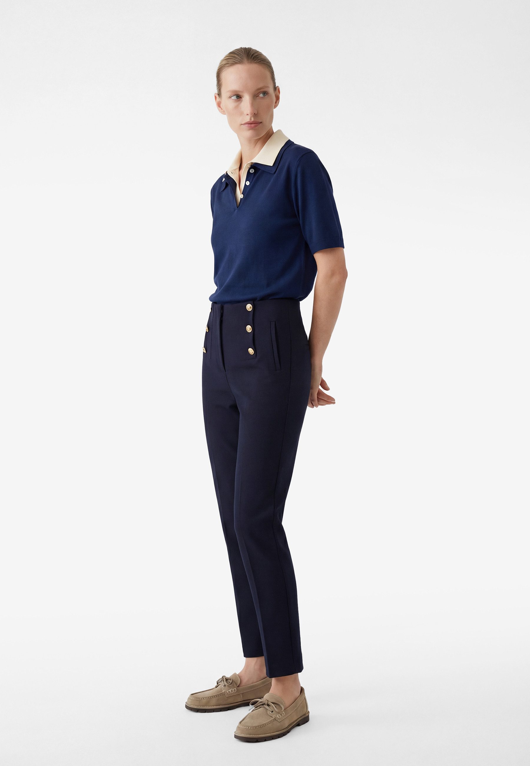 Koton Stoffhose Koton Hohe Taille Slim Fit Hose