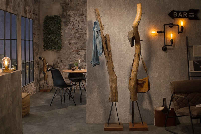 riess-ambiente Garderobenständer HEMINGWAY 200cm natur, (Einzelartikel, 1 St), Flur · Massivholz · 9 Kleiderhaken · Industrial