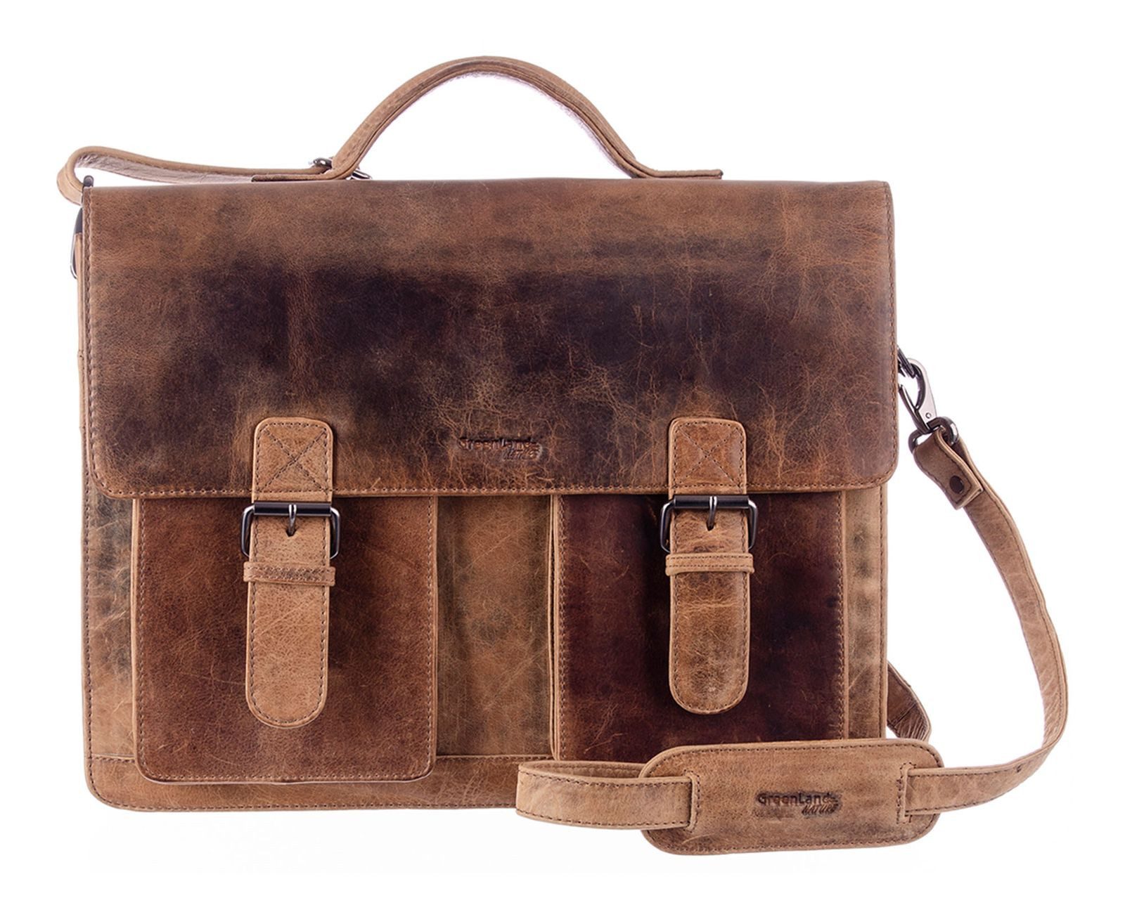 GreenLand Nature Aktentasche Briefcase, aus echtem Leder
