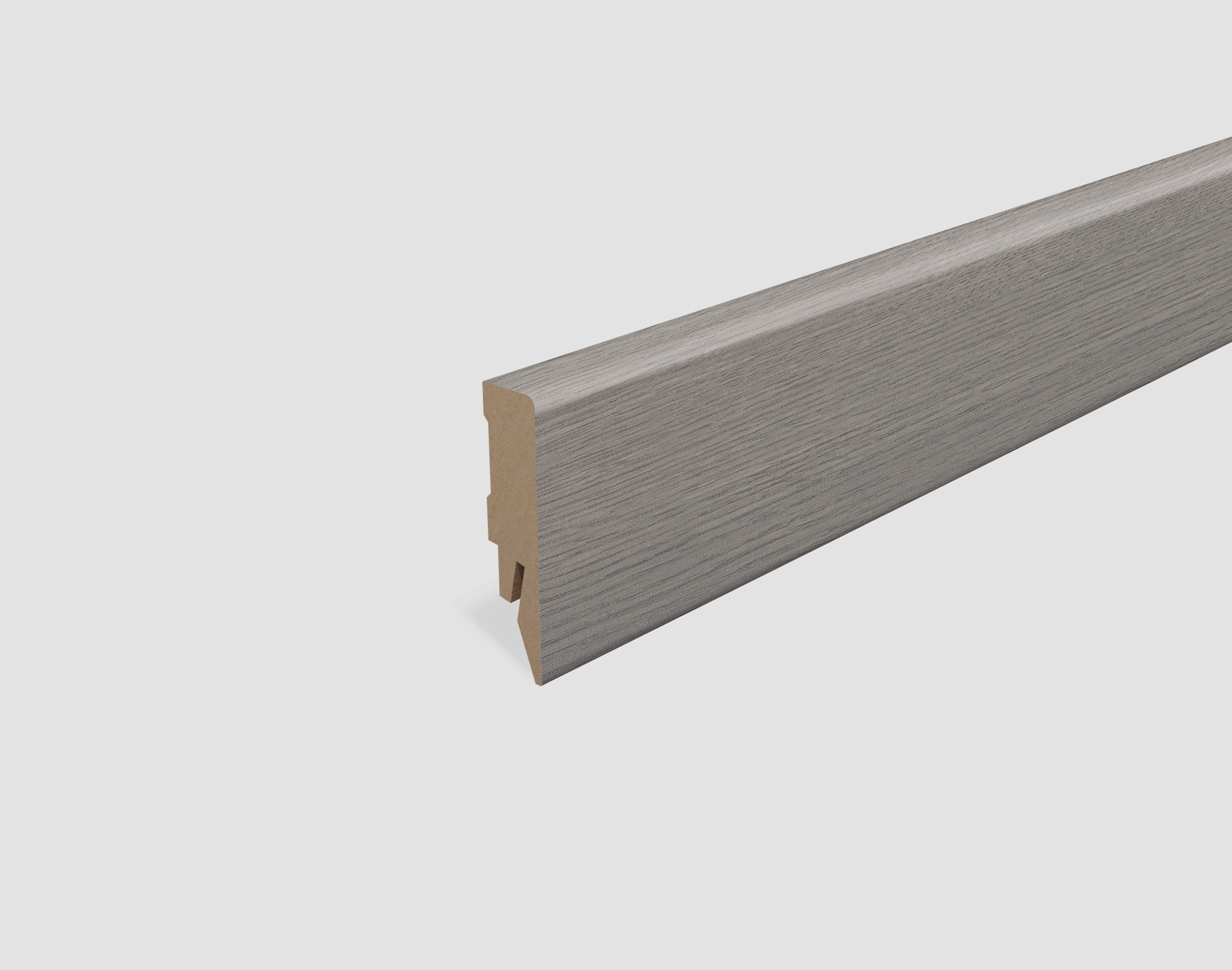 EGGER Sockelleiste Eiche dunkelgrau L641, L: 240 cm, H: 5.8 cm, 1-St., 2,40m; neues kubisches Profil; passend zu Fußboden Avery Eiche grau