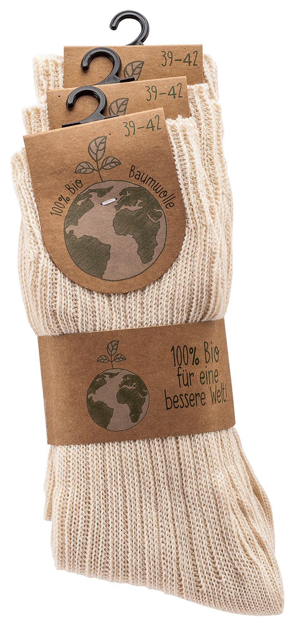 Natur Bio-Baumwolle Socken 24 Wellness-Socken & für Herren 100% Damen Paar GOTS 6 TippTexx