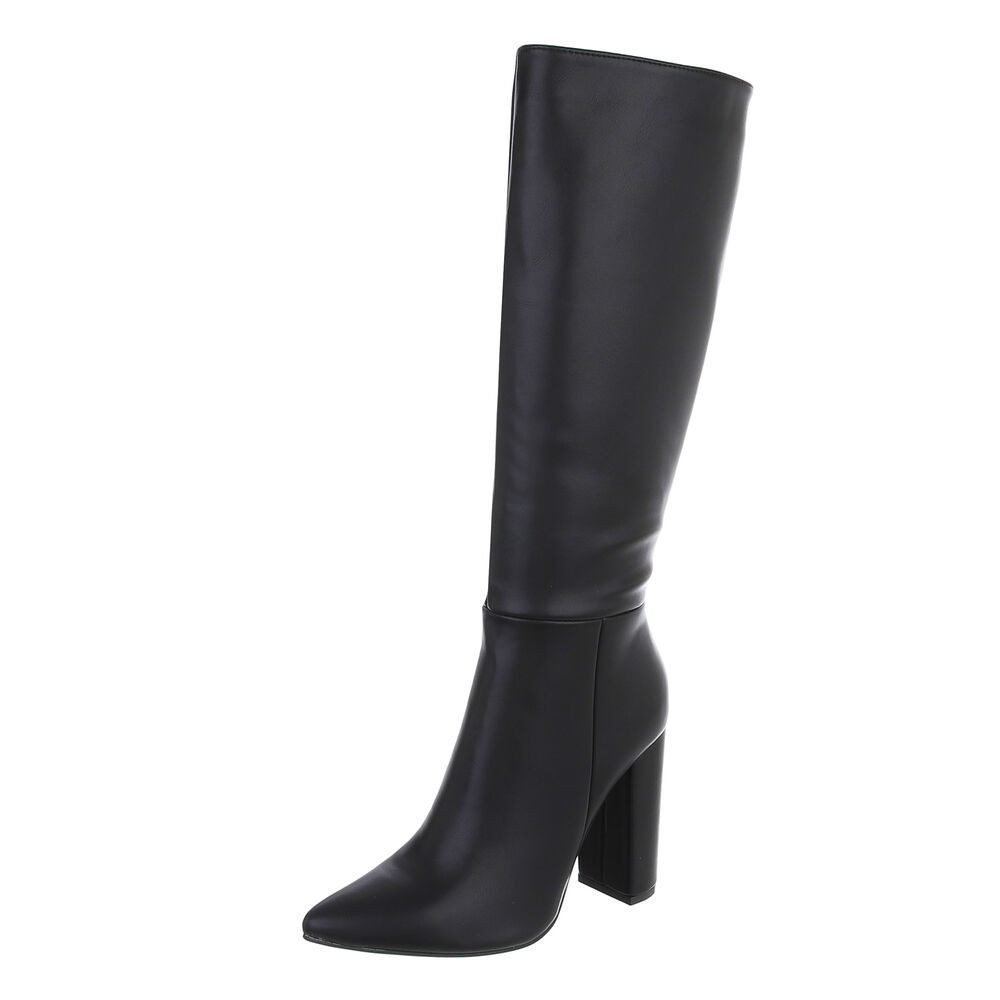 Ital-Design Damen Elegant High-Heel-Stiefel (87108662) Blockabsatz High-Heel Stiefel in Schwarz