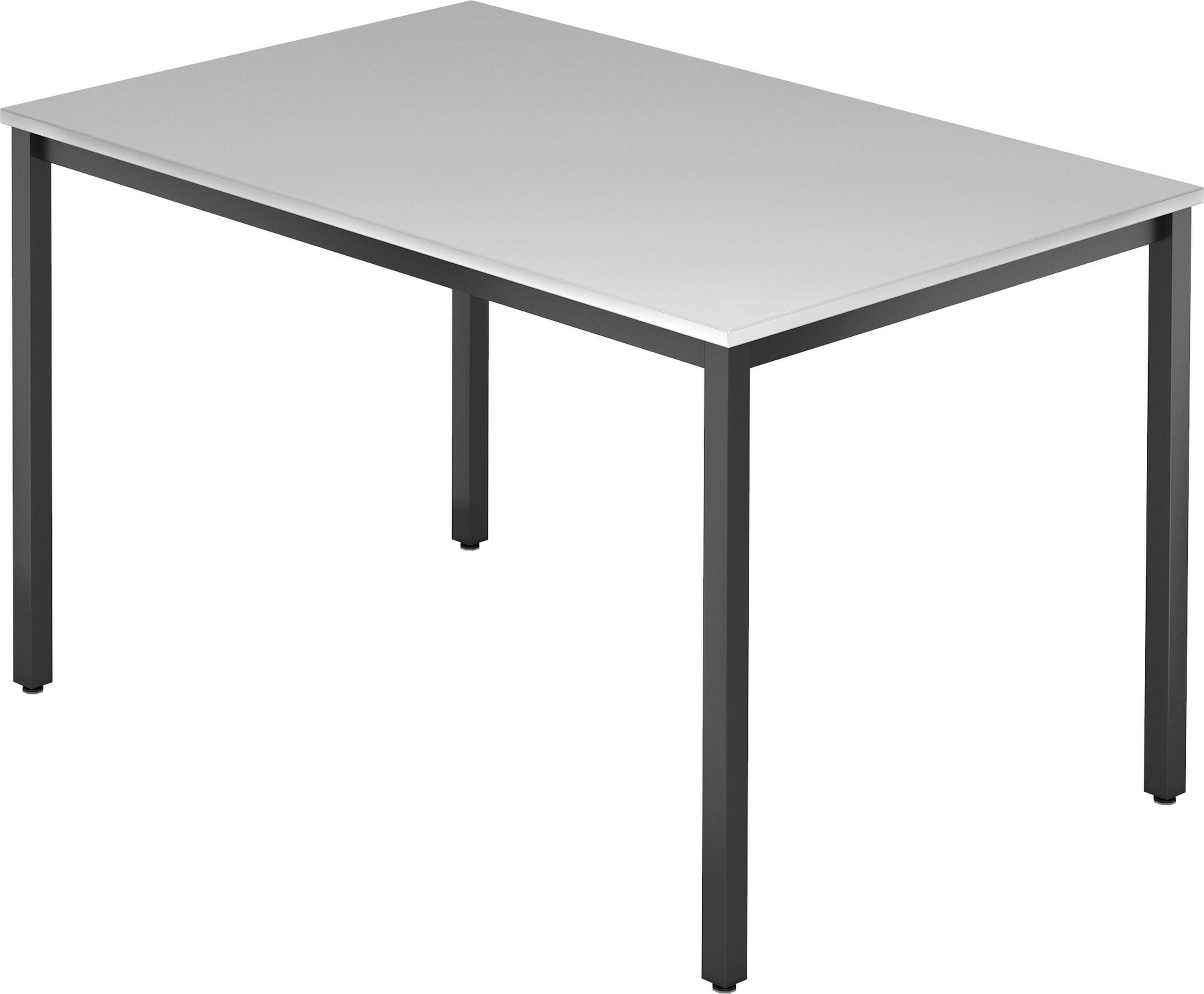 bümö Konferenztisch Besprechungstisch Serie-D - Arbeitshöhe: 72 cm, Rechteck: 120x80 cm - Dekor: Grau - Gestell: Vierkantrohr schwarz