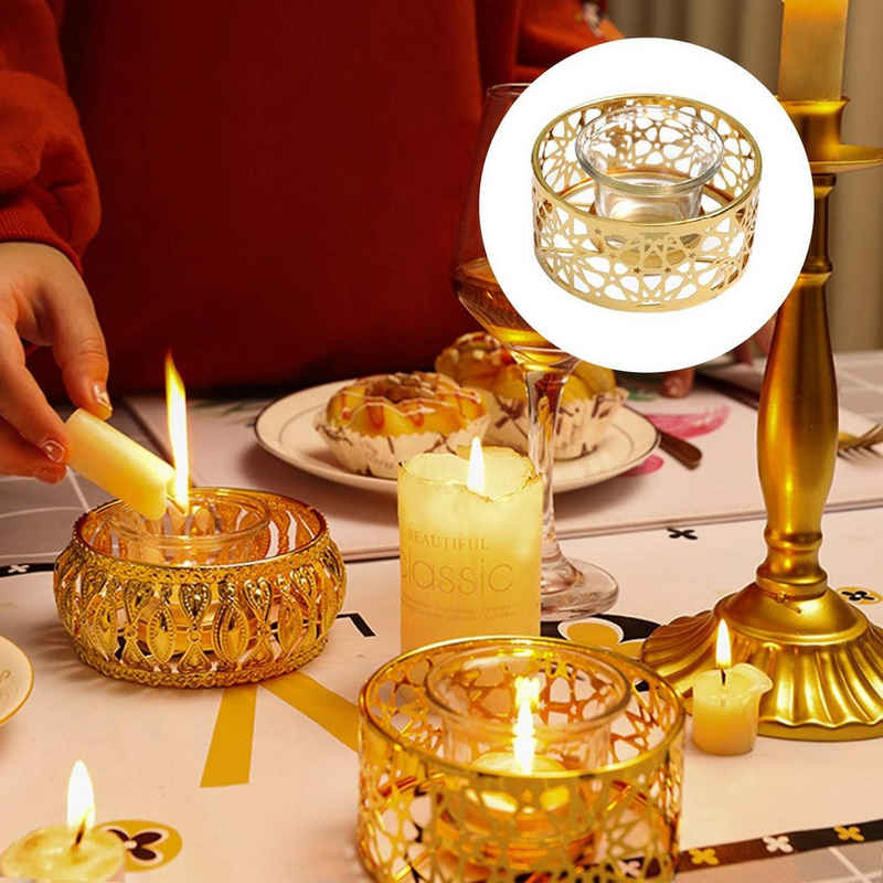 MAGICSHE Teelichthalter »2 Stück Gold Metall hohl aus Teelicht Kerzenhalter« (2 St)
