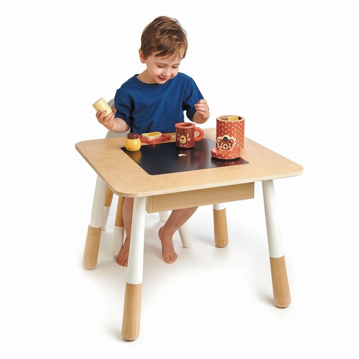 Spieltisch mit Kindertisch Wald Aufbewahrungsfach Kreidetafel Toys Kindertisch Tender Leaf und
