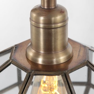 etc-shop Pendelleuchte, Leuchtmittel nicht inklusive, Pendelleuchte Esstischlampe Retro Glasschirm bronze Höhenverstellbar