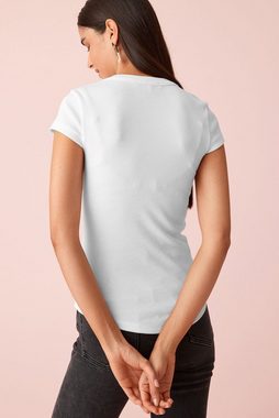 Next Longshirt Kurzärmeliges T-Shirt mit Korsagen-Detail (1-tlg)