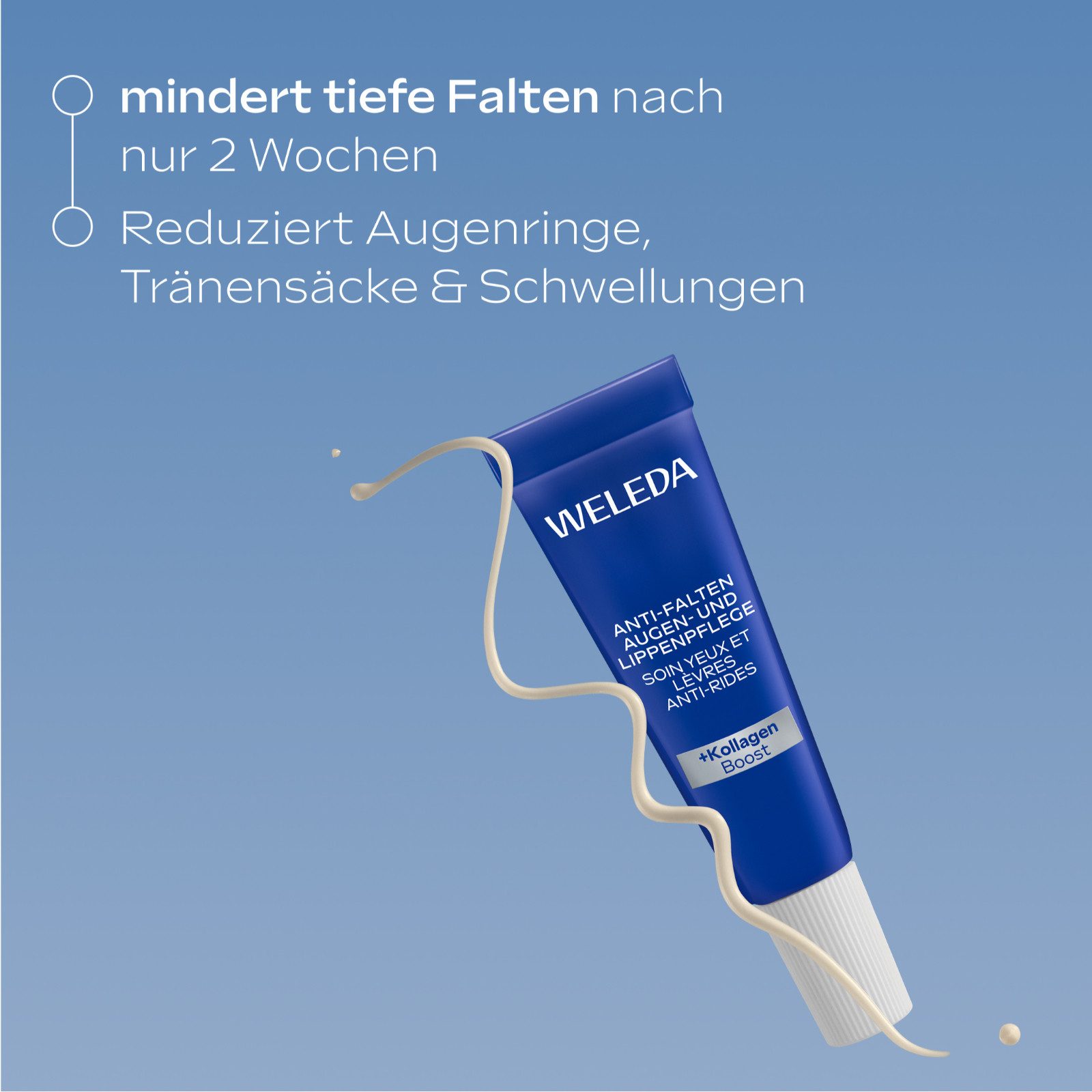 WELEDA Gesichtsfluid ANTI-FALTEN AUGEN- UND LIPPENPFLEGE BLAUER ENZIAN & EDELWEISS, mindert sichtbar Falten, Augenringe, Tränensäcke und Schwellungen