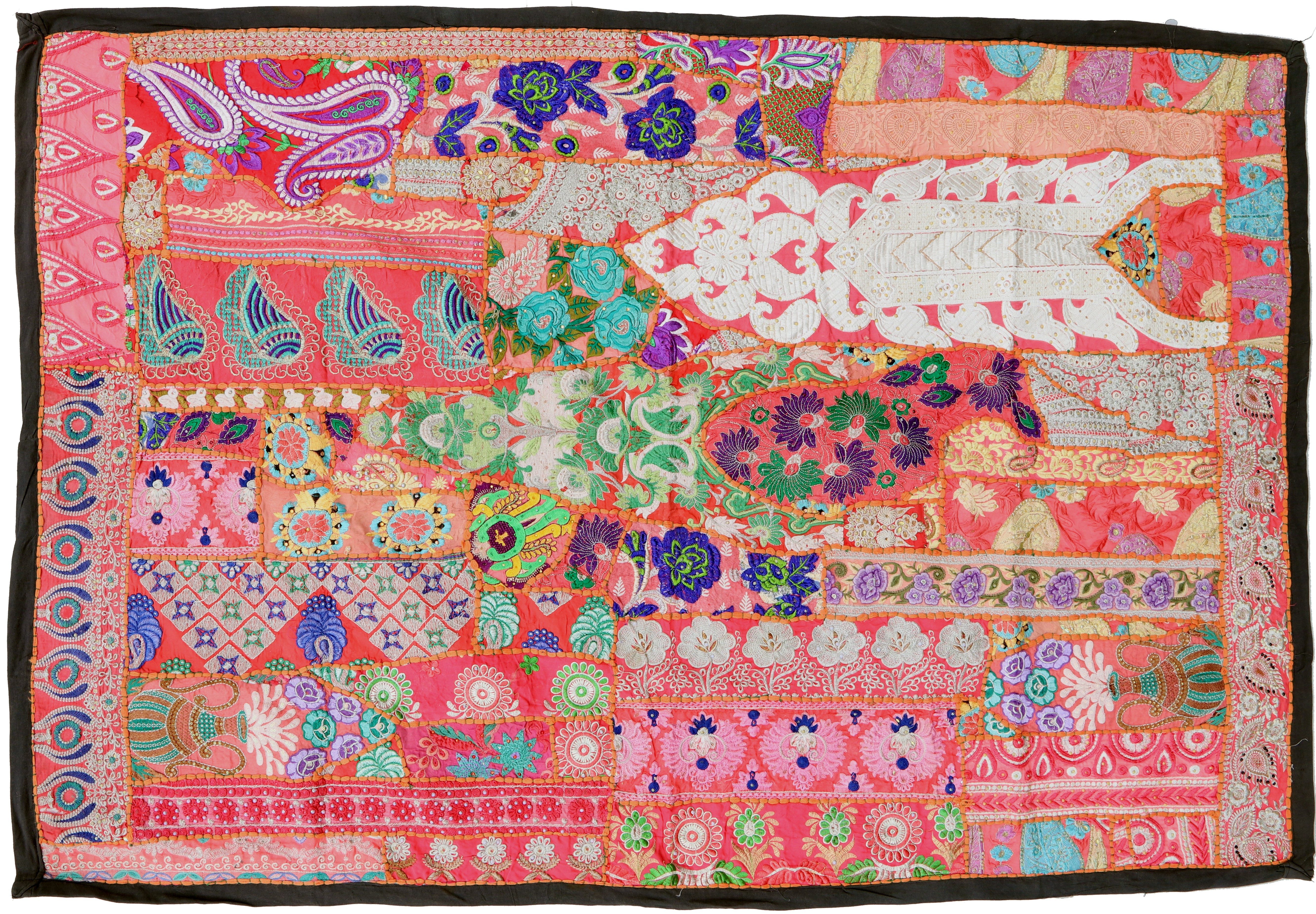 Guru-Shop Wandteppich Indischer Wandteppich Patchwork Wandbehang,.., Höhe: 100 mm