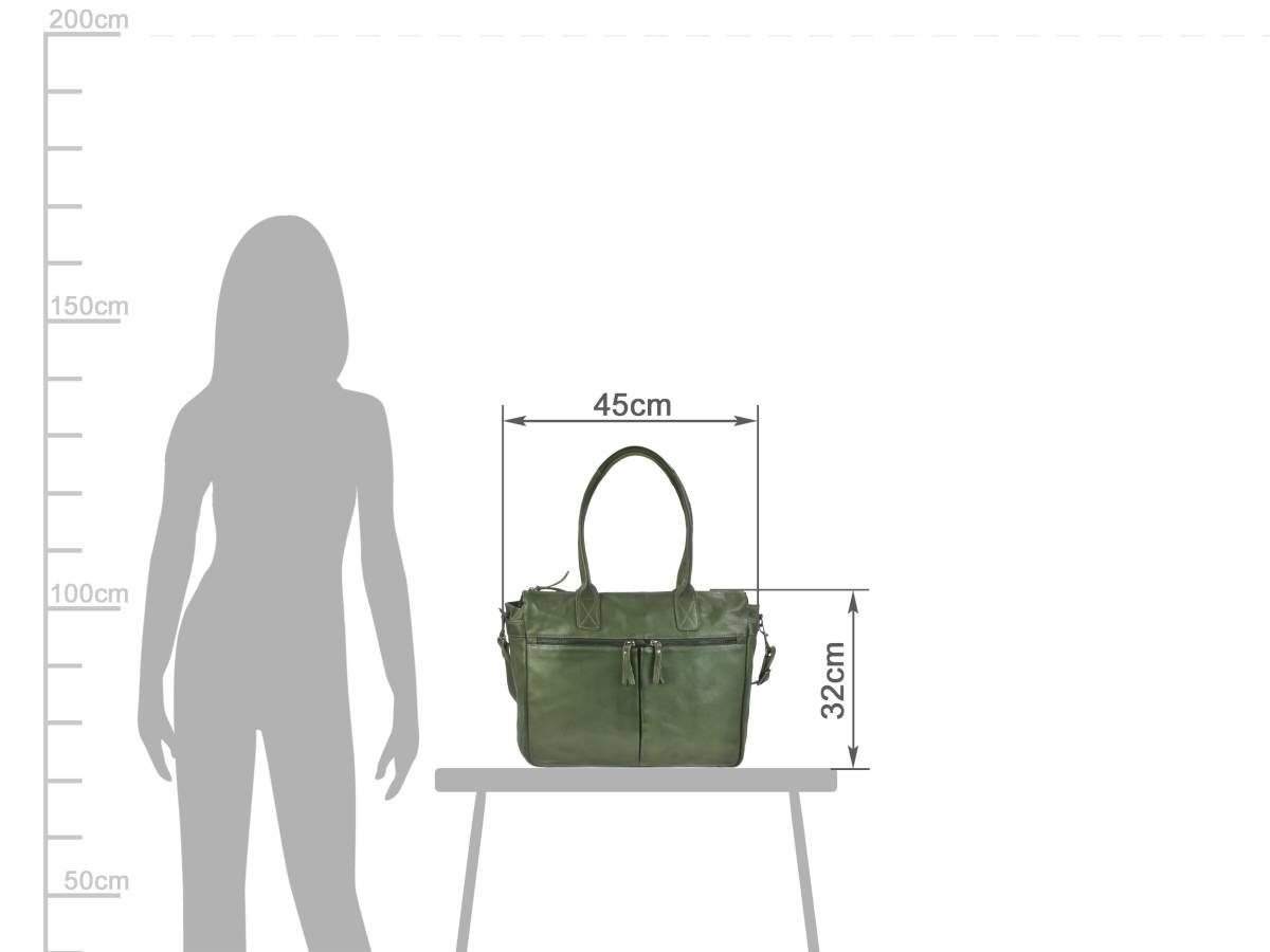 Bear Design Shopper "Binni" Callisto Pelle Leder, große Handtasche, Schultertasche 45x32cm, weich, knautschig grün