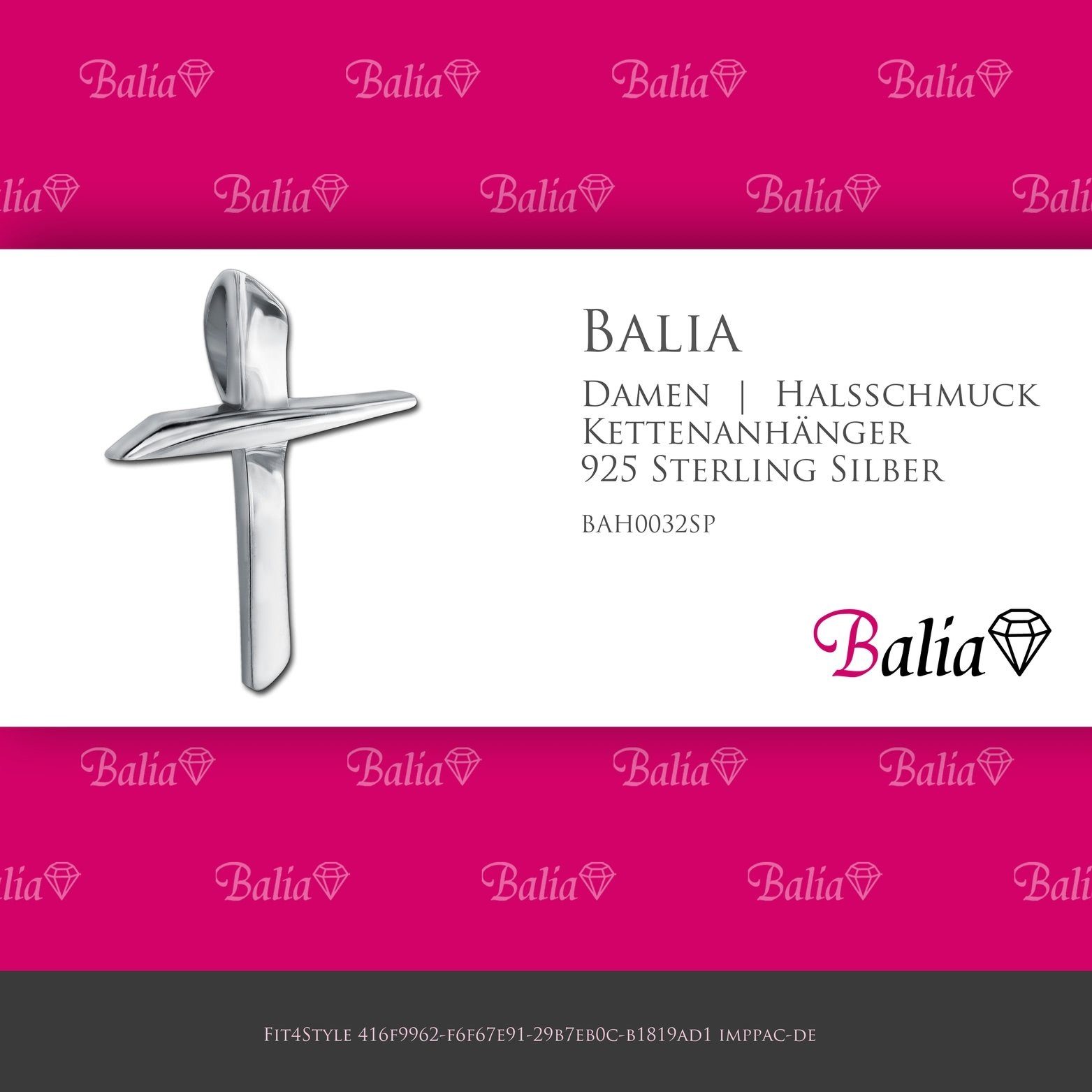 Balia Kettenanhänger Balia Kettenanhänger Silber für Sterling Damen ca. (Kreuz) 2,7cm, 925, 925 Kettenanhänger