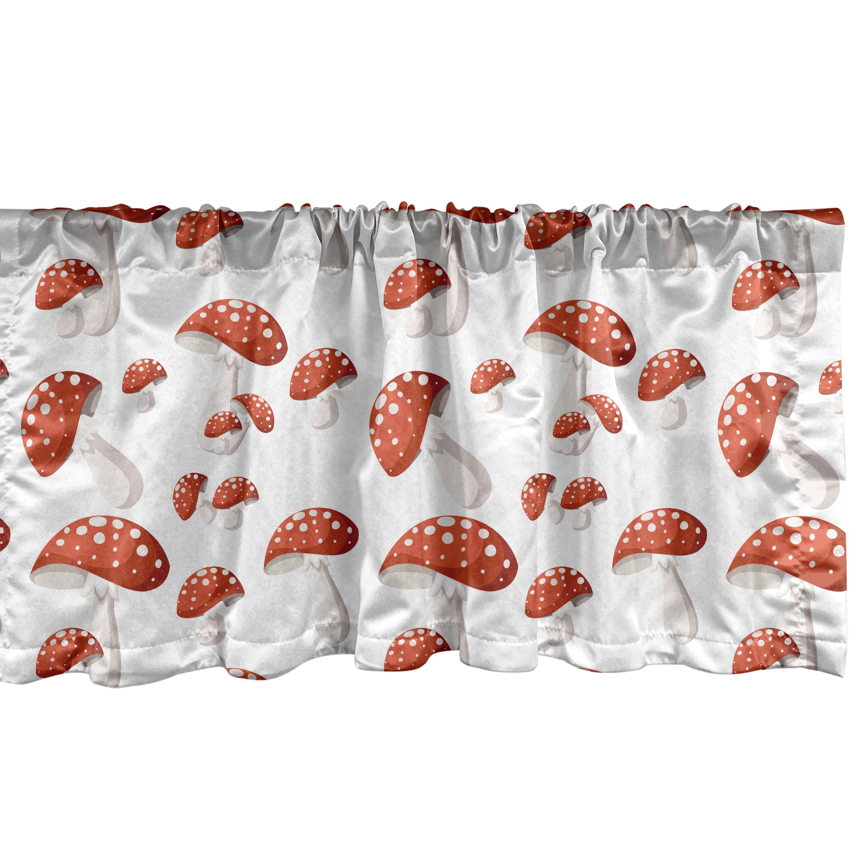 Scheibengardine Vorhang Volant für Küche Schlafzimmer Dekor mit Stangentasche, Abakuhaus, Microfaser, Natur Amanita Muscaria Pilze
