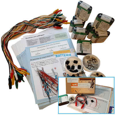 myExperimentSet Experimentierkasten "Stromkreis & Leitfähigkeit", (Schul-Set, für 10 Kinder-tlg), inklusive Arbeitsheft