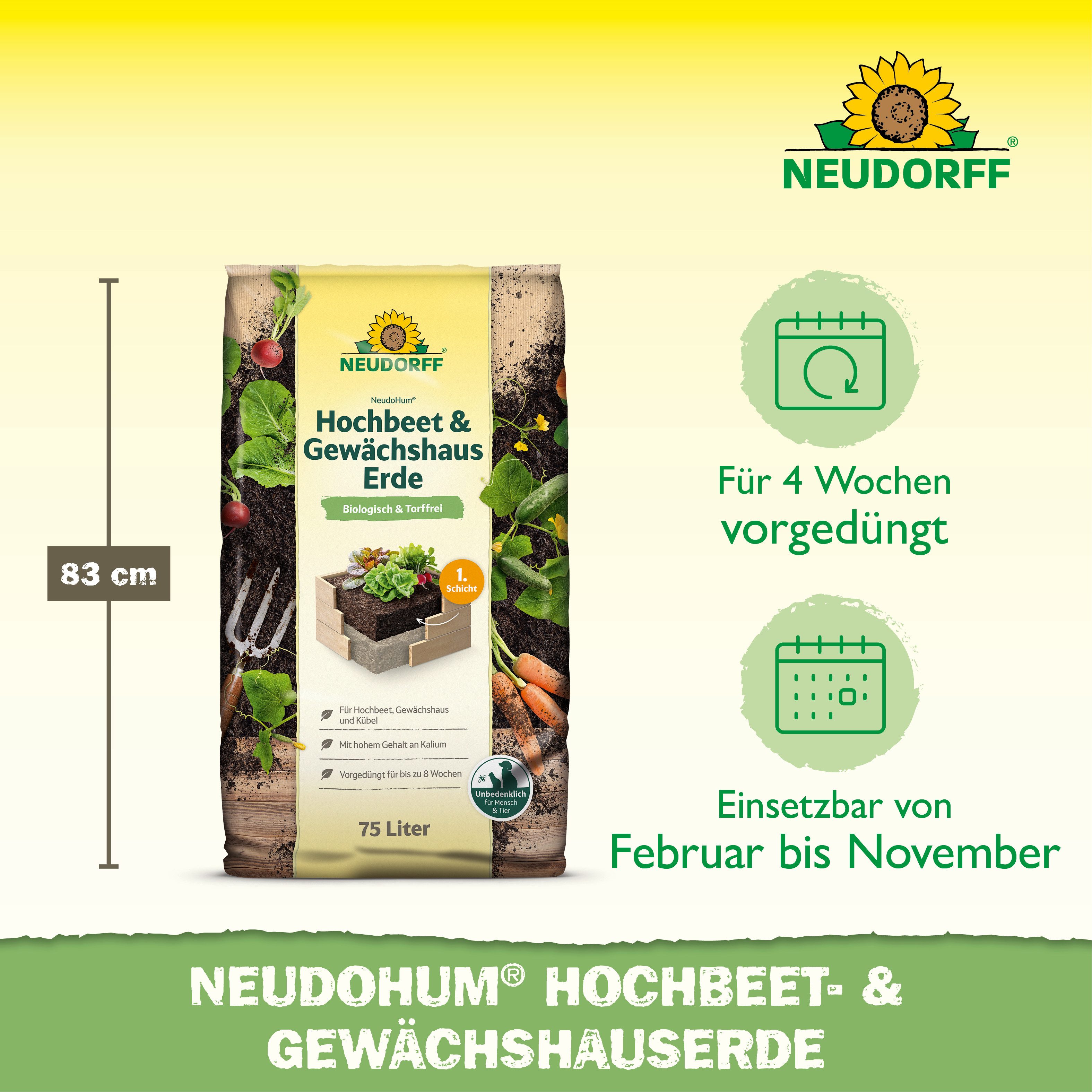 Neudorff Pflanzerde NeudoHum Bio Hochbeet-und GewächshausErde 75 Liter, mit organische Grunddüngung, (Einzelartikel, Für Hochbeet, Gewächshaus & Kübel, fördert  – Bild 3 von 5