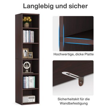 Tribesigns Bücherregal 180cm schmales Bücherregal, 6 Etagen Eck-Bücherregal mit Aufbewahrung