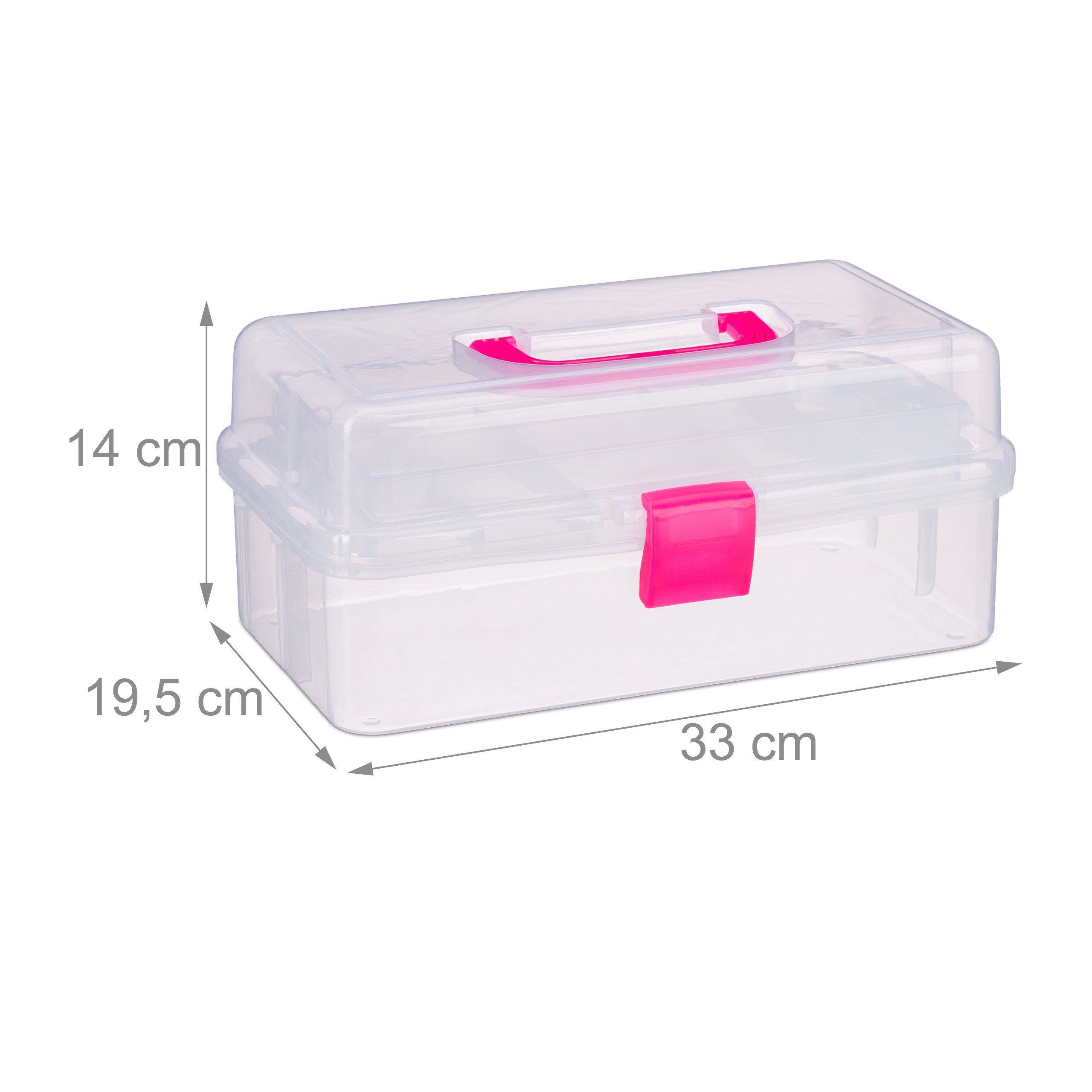 pink Plastikbox relaxdays Transparente Werkzeugbox x 1