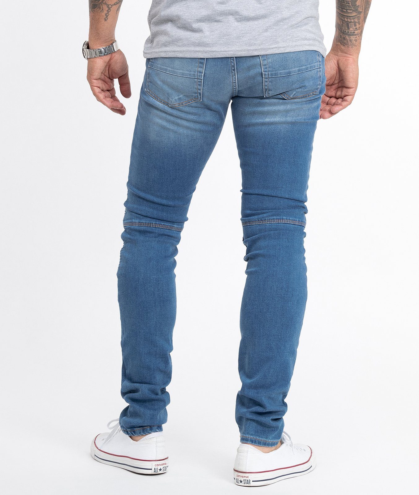 Herren Slim-fit-Jeans Blau Fit Rock Slim Biker-Style RC-2181 Jeans Creek