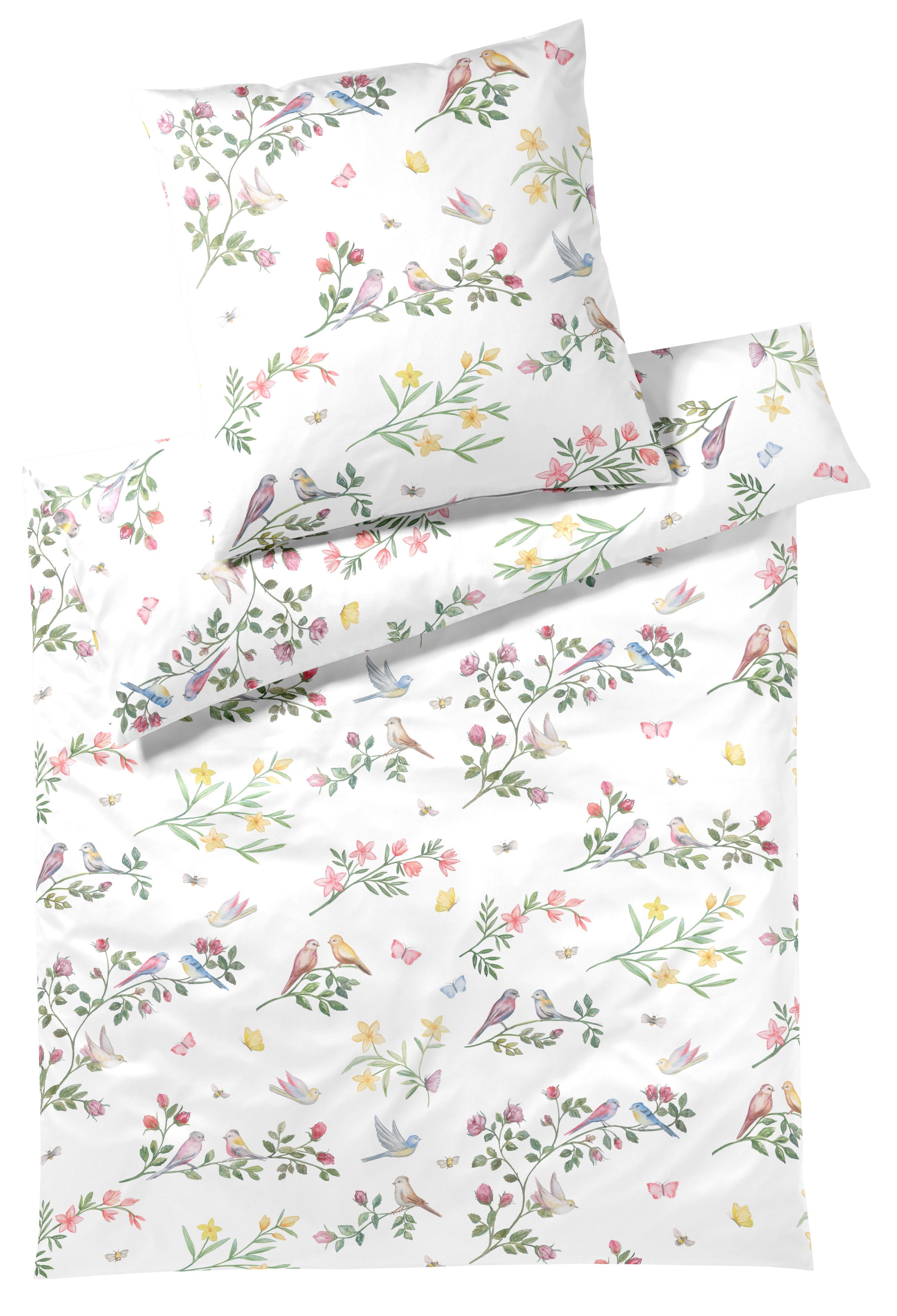 Elegante Bettwäsche Songbird, Mako-Satin, 2 teilig, angenehmes Hautgefühl