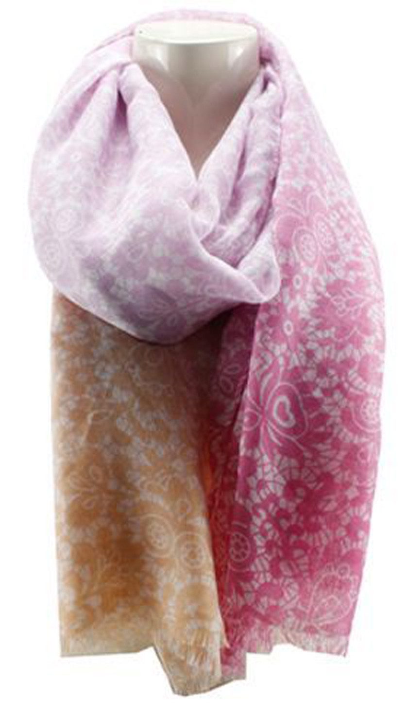 chic4home Schal Dreamy Flair, (1-St. 1-teilig), sommerlicher Damen Schal Farbverlauf floraler Druck