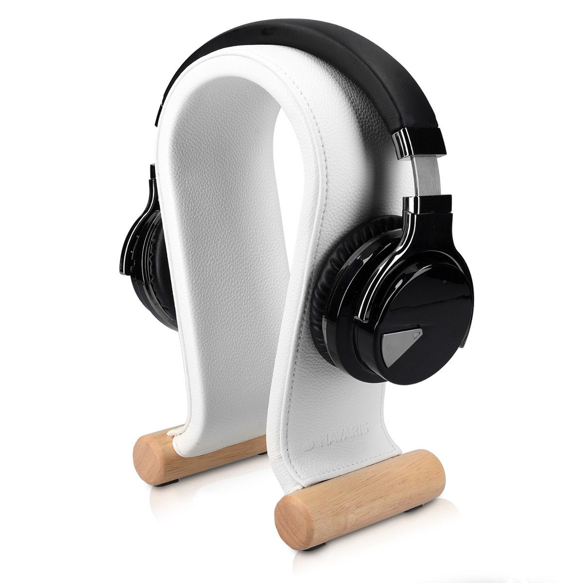 Navaris Universal Kopfhörerständer mit Kunstleder Kopfhörer Halter Weiß  Kopfhörerständer, (Kopfhörerständer mit Kunstlederbezug - Gaming Headset  Halterung)