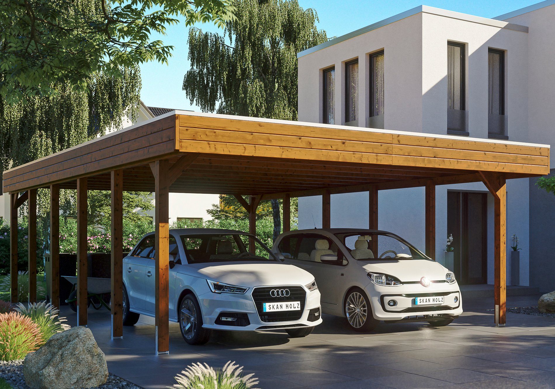 Skanholz Einzelcarport Friesland, BxT: 557x860 cm, 221 cm Einfahrtshöhe braun | Carports