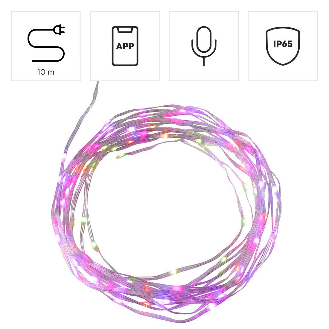 Hama LED-Lichterkette LED-Lichterkette (außen IP65 und innen, bunt + Effekte, mit App, 10 m), 100-flammig – Bild 4 von 5