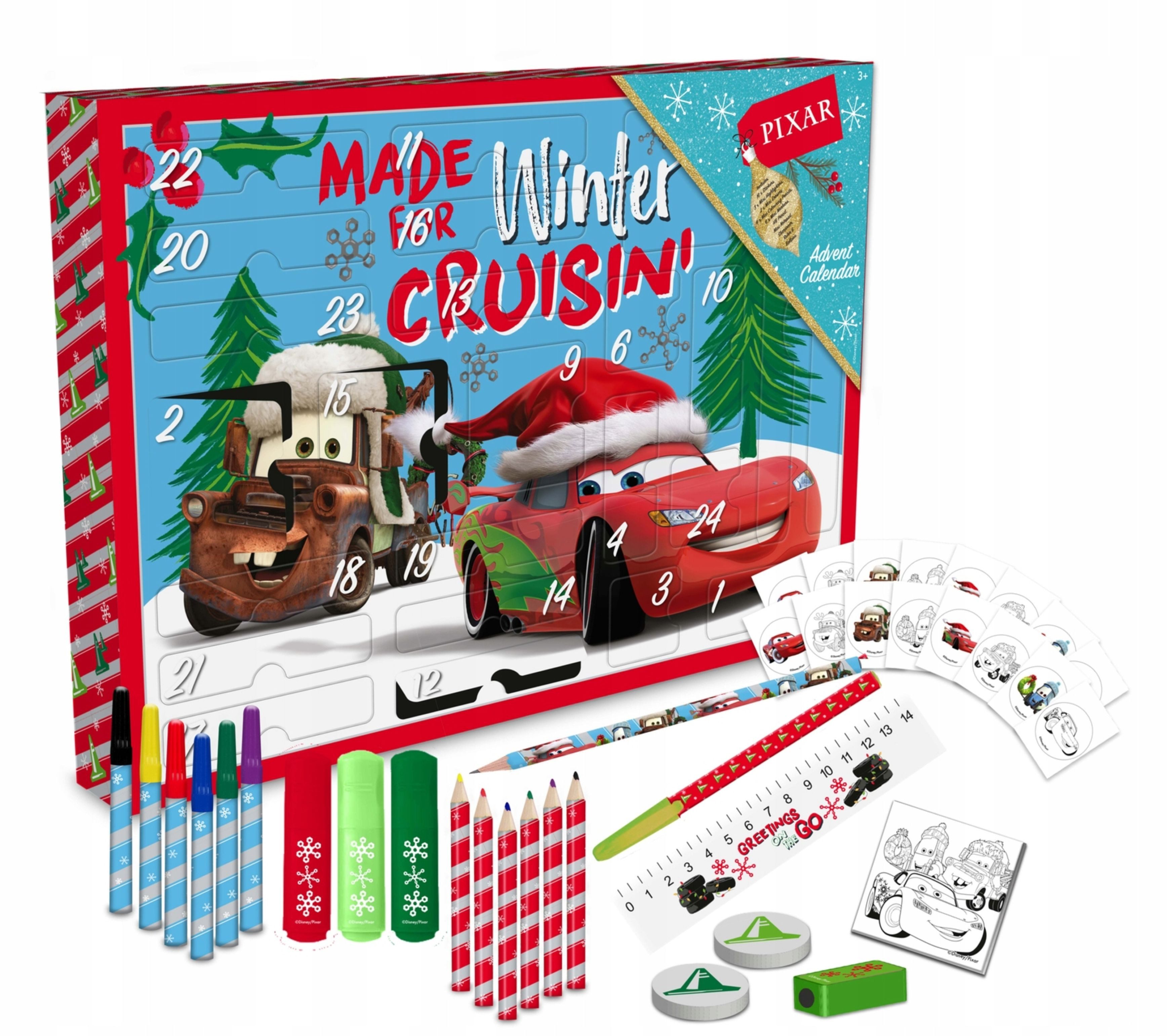 Festivalartikel Adventskalender Disney Cars Adventskalender – Schreibwaren Set für Kinder 24 Tage (1-tlg)