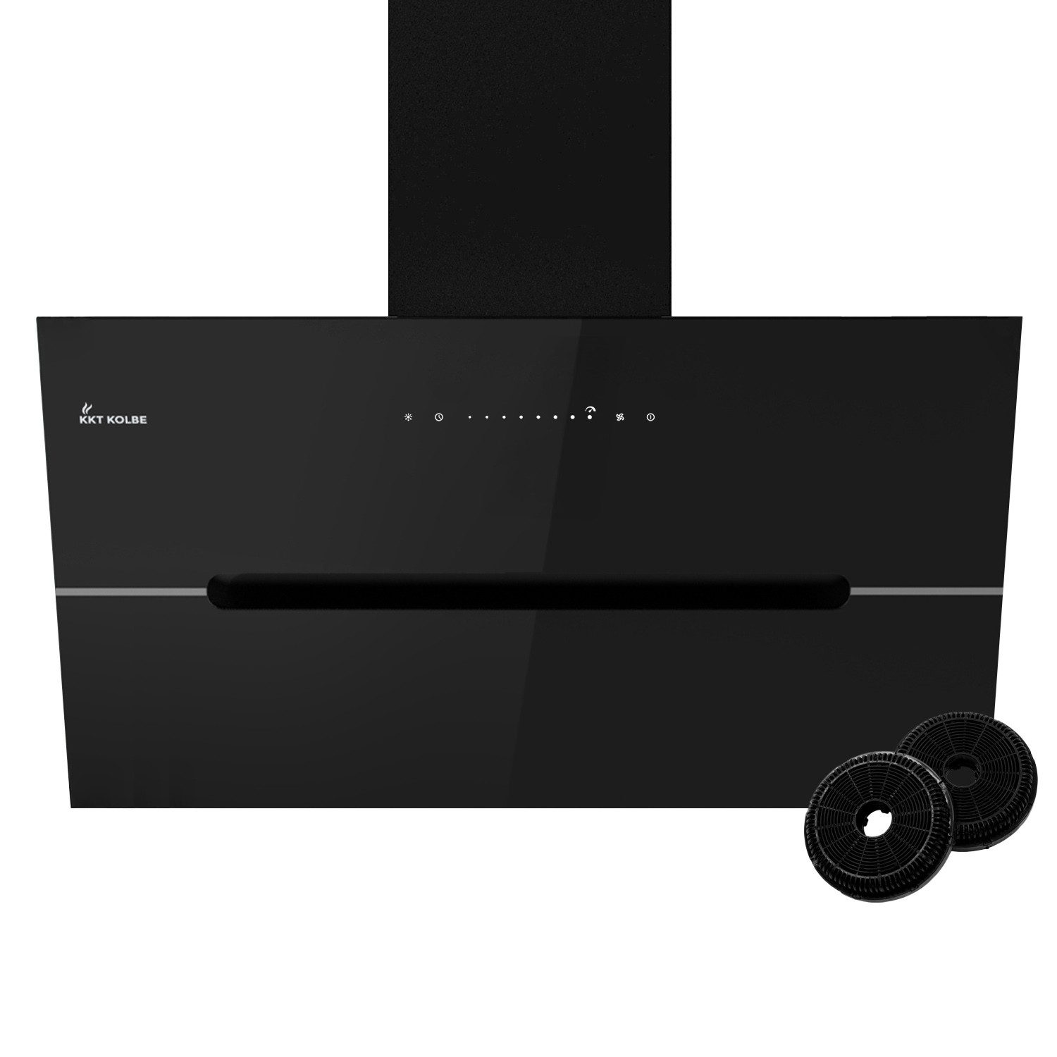 KKT KOLBE Wandhaube Dunstabzugshaube 90cm ECCO9005SM RGBW Ambientebeleuchtung Kopffrei / 90cm / Smarte WiFi-App / Schwarz / Glas / Schräghaube