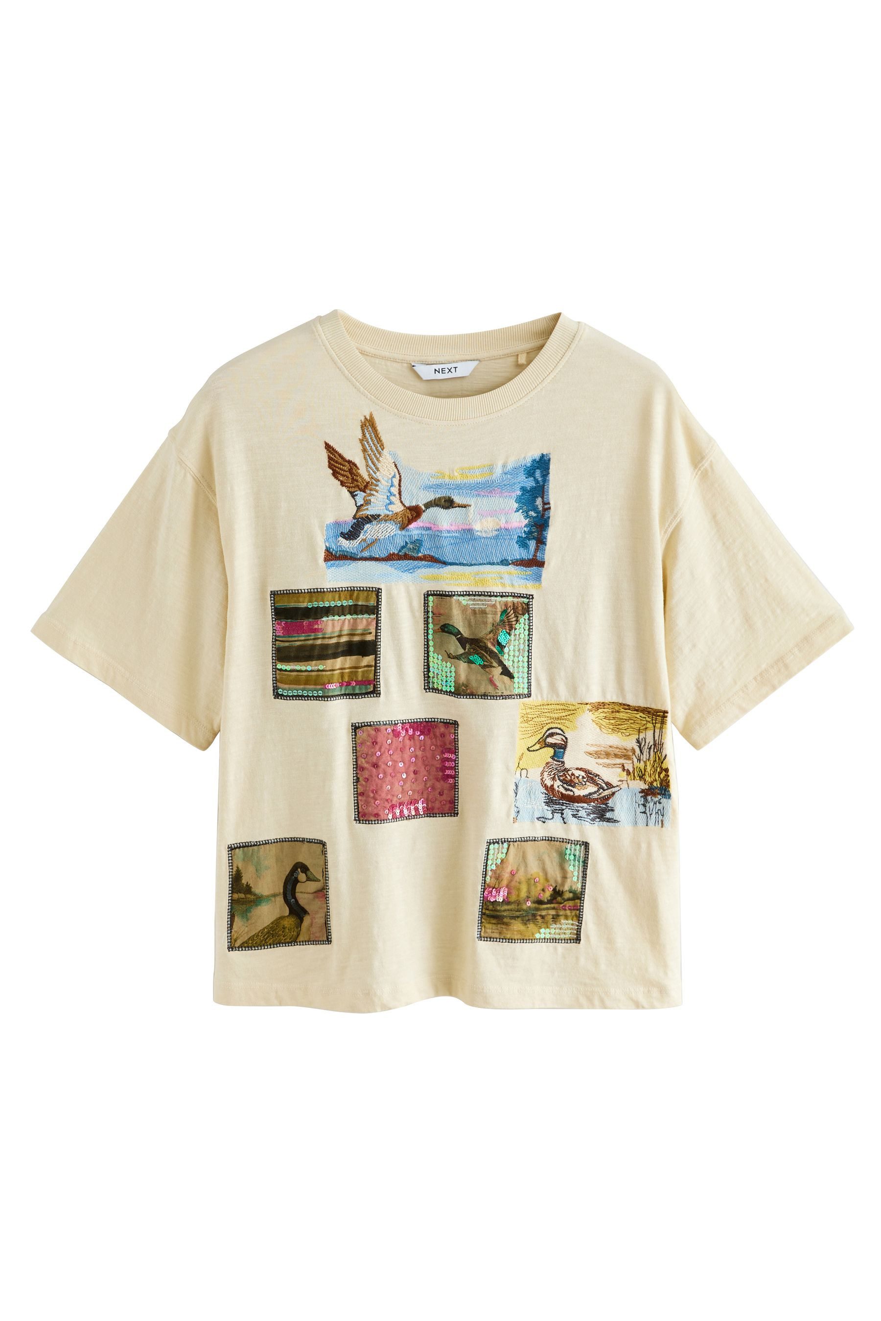 Paillettenshirt Kurzärmeliges T-Shirt, Grafik und Pailletten