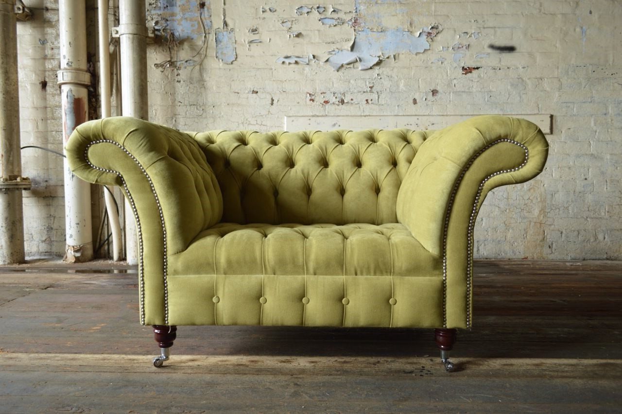 Xlmoebel Chesterfield-Sessel Lounge-Sessel in Lederoptik mit Stoffpolsterung (Chesterfield Sessel - 373), Hergestellt in Europa