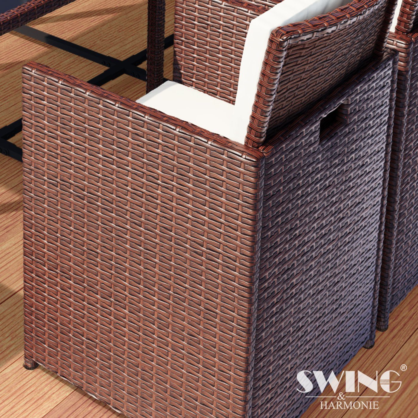 Swing&Harmonie Garten-Essgruppe Poly Rattan Sitzgruppe Esstisch günstig online kaufen