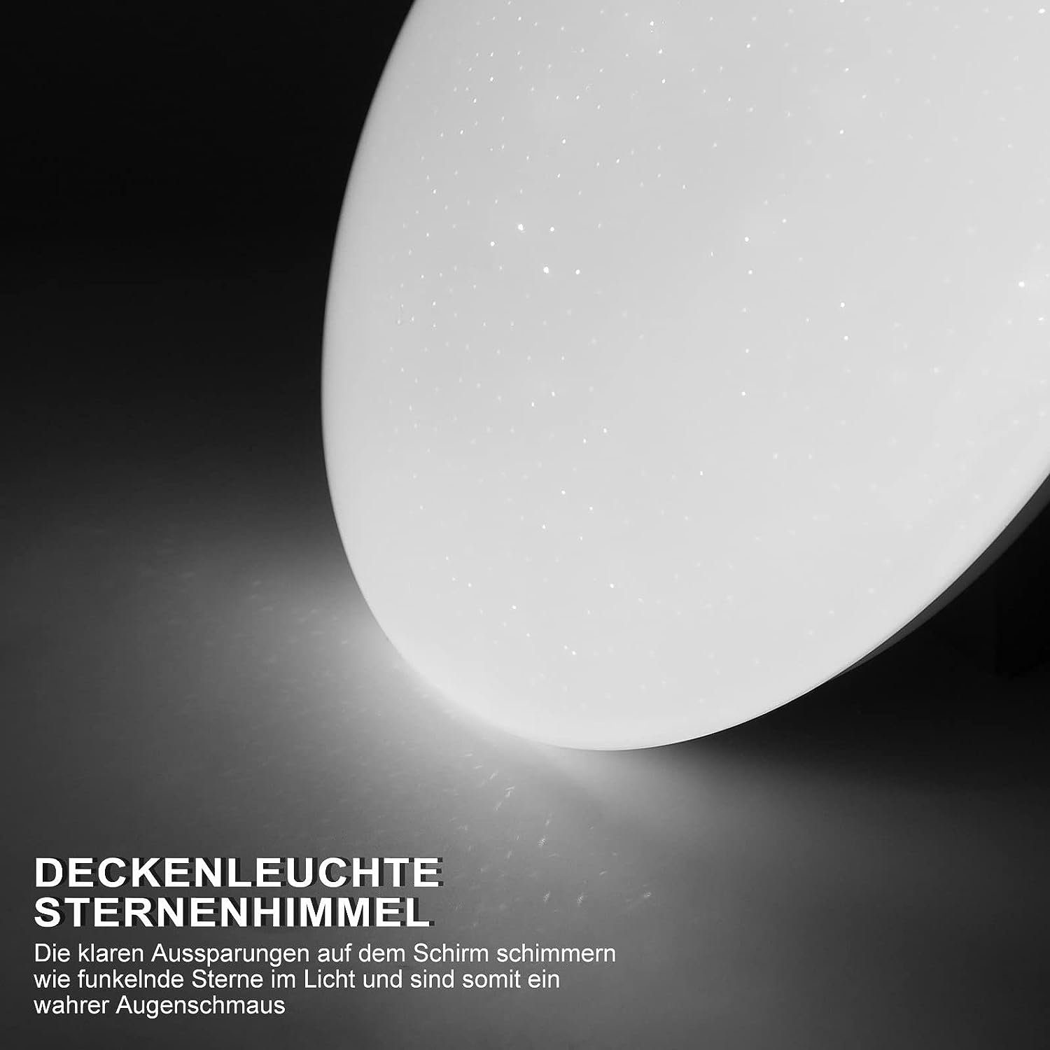 ZMH LED Deckenleuchte Whonzimmer Rund Deckenlampe Modern Sternhimmel Schlafzimmer Flur, 6000K, LED fest integriert, Kaltweiß, Sternhimmel 18w