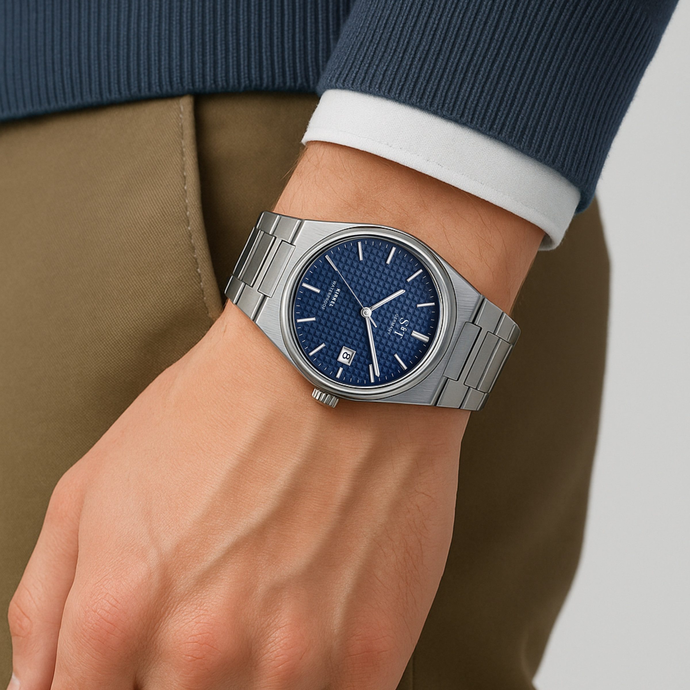 S&T Design Quarzuhr Herrenuhr Edelstahl Armbanduhr Herren Uhr Datum Silber, (Geschenkebox (Etui), inkl. Uhrenbox), Einfache Männer Uhr Metall Silber Datum Wasserdicht 3Bar