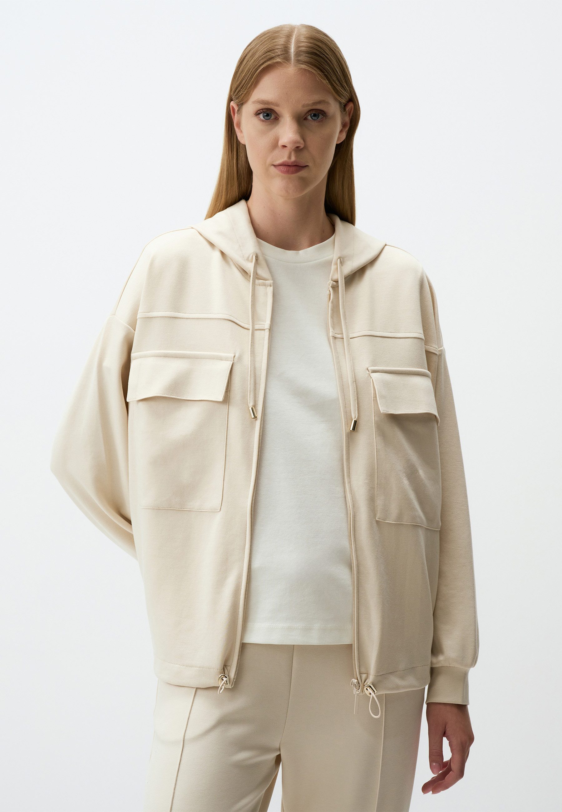 Jackett Langärmlig Kapuze Tasche Jacke