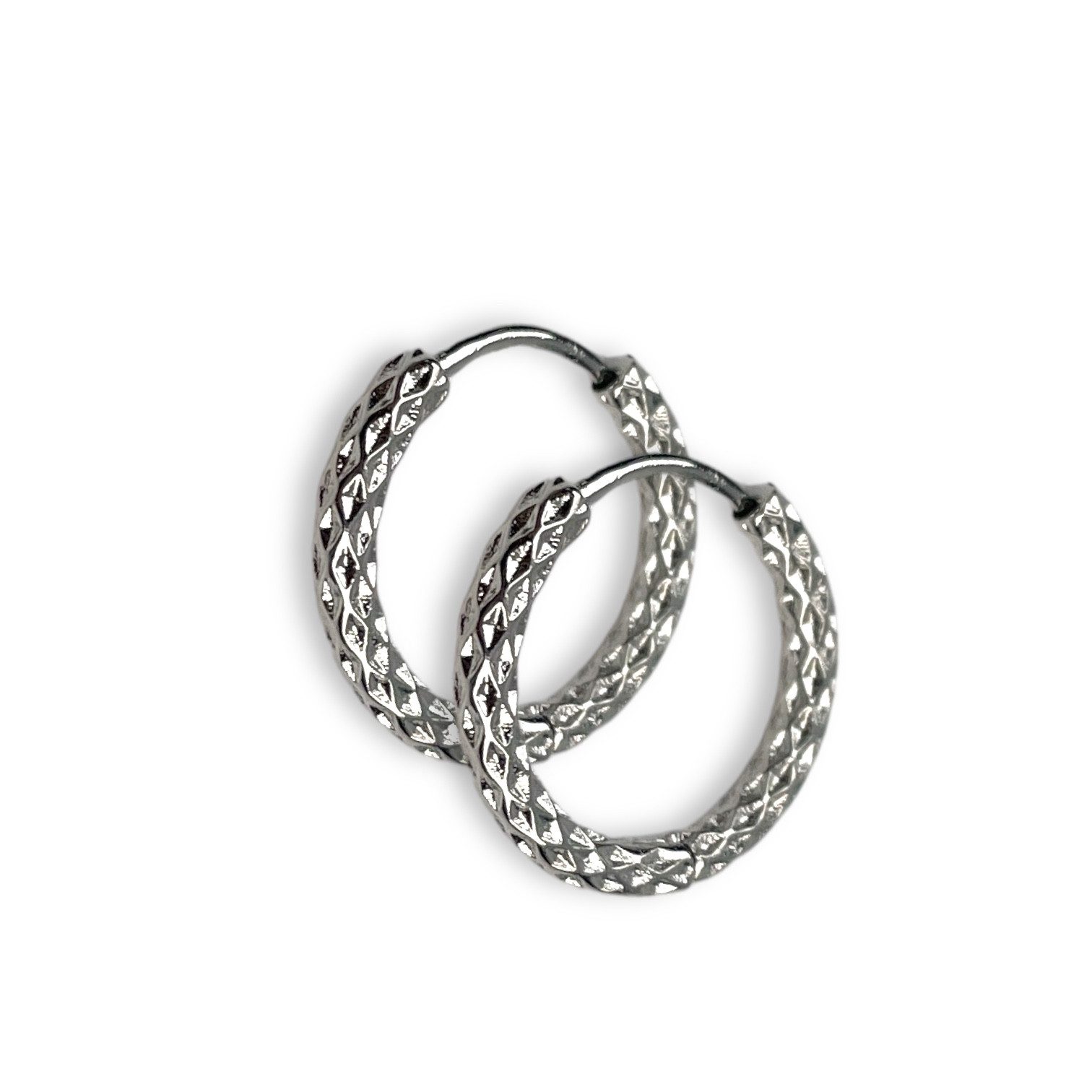 SHELAGO Klappcreolen Ohrringe-Paar strukturierte Creolen Damen-kleine Ohrringe Gold Silber (Paar Ohrringe, inkl. Schmuckverpackung), runden Creolen für Mix & Match Styles