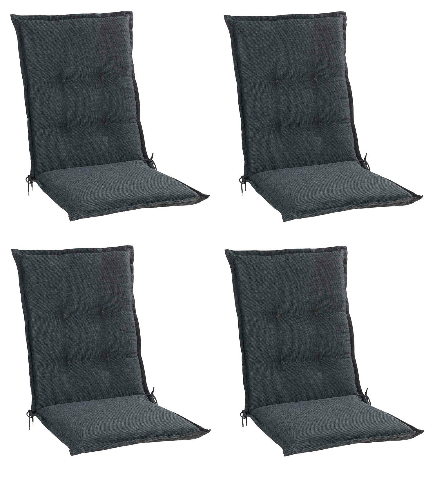 GO-DE Polsterauflage OREGNA, 4er Set, für Mittellehner, Dunkelgrau, Polyester, B 50 x L 110 cm